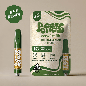 Potters Live Resin Vape Cartridges 1g Hybrid Cereal Milk