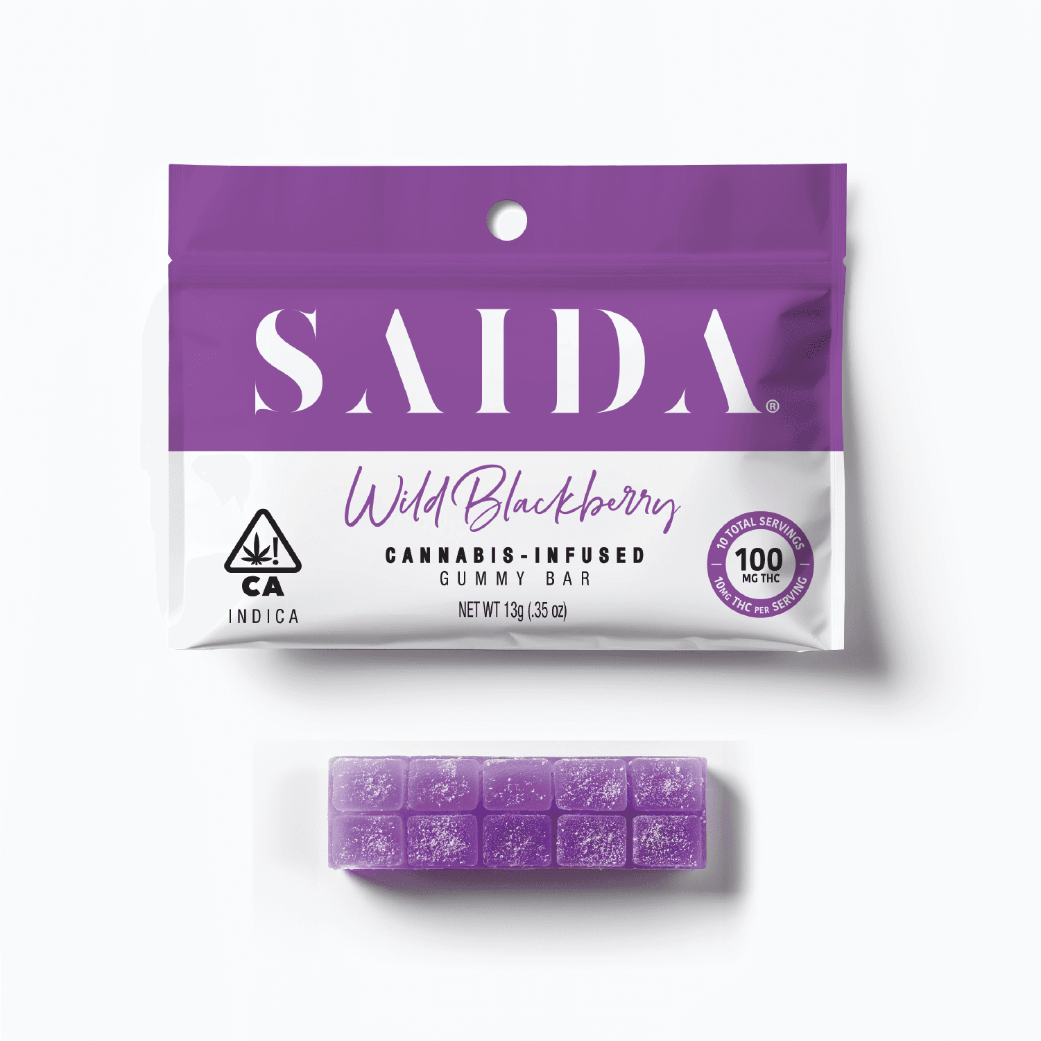Saida Gummy Bar 100mg Indica Wild Blackberry