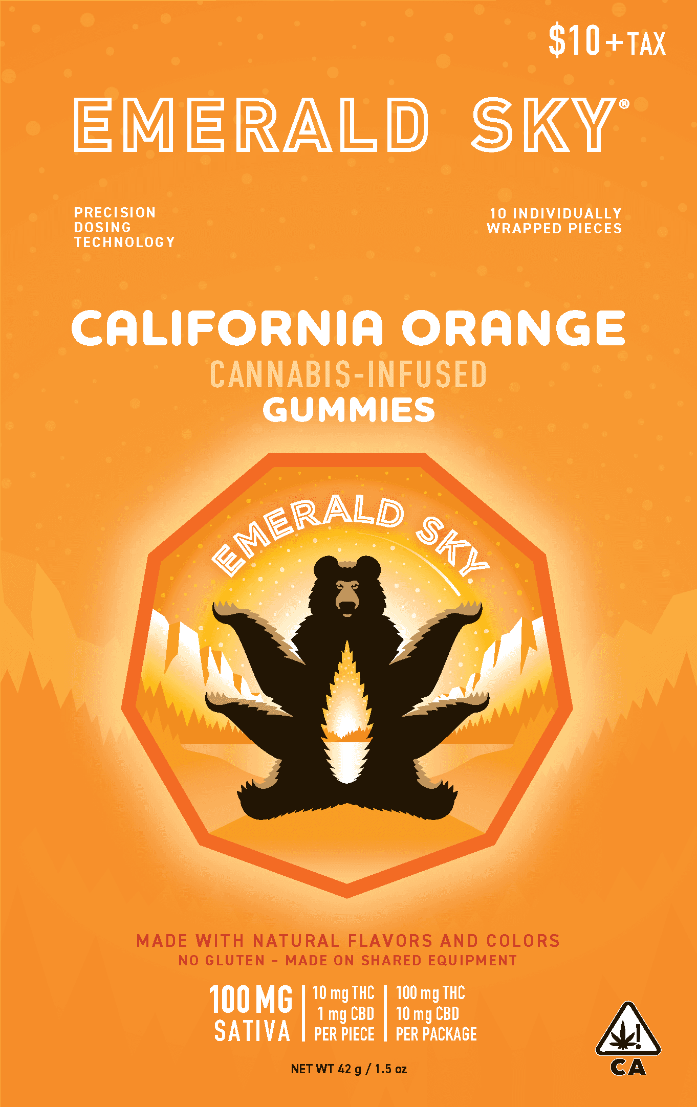 Emerald Sky Gummies 10ct 100mg Sativa California Orange
