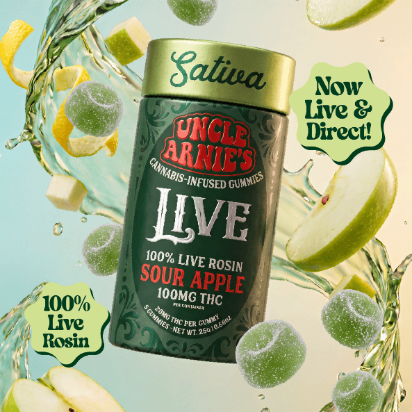 Uncle Arnie's Live Rosin Gummies Sativa Sour Apple (100mg/5ct)