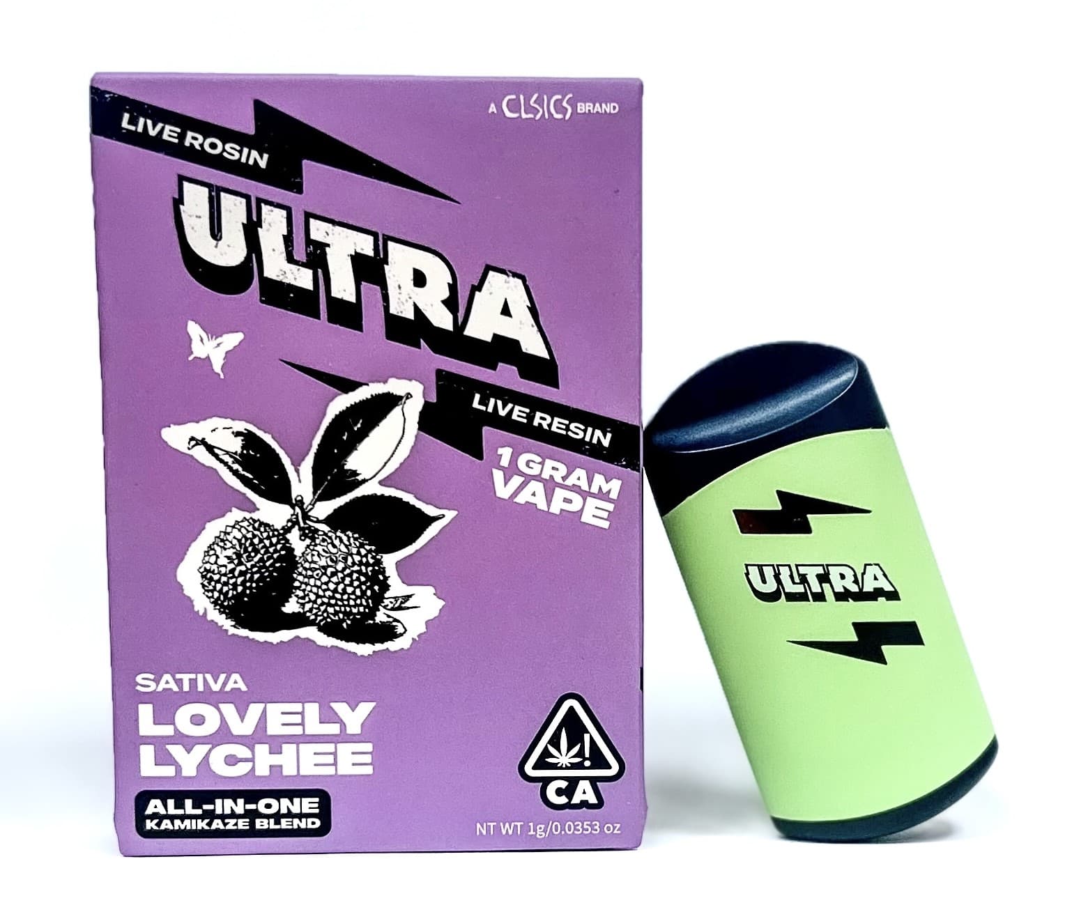 Ultra Live Rosin and Live Resin All-In-One Cartridge 1g Sativa Lovely Lychee