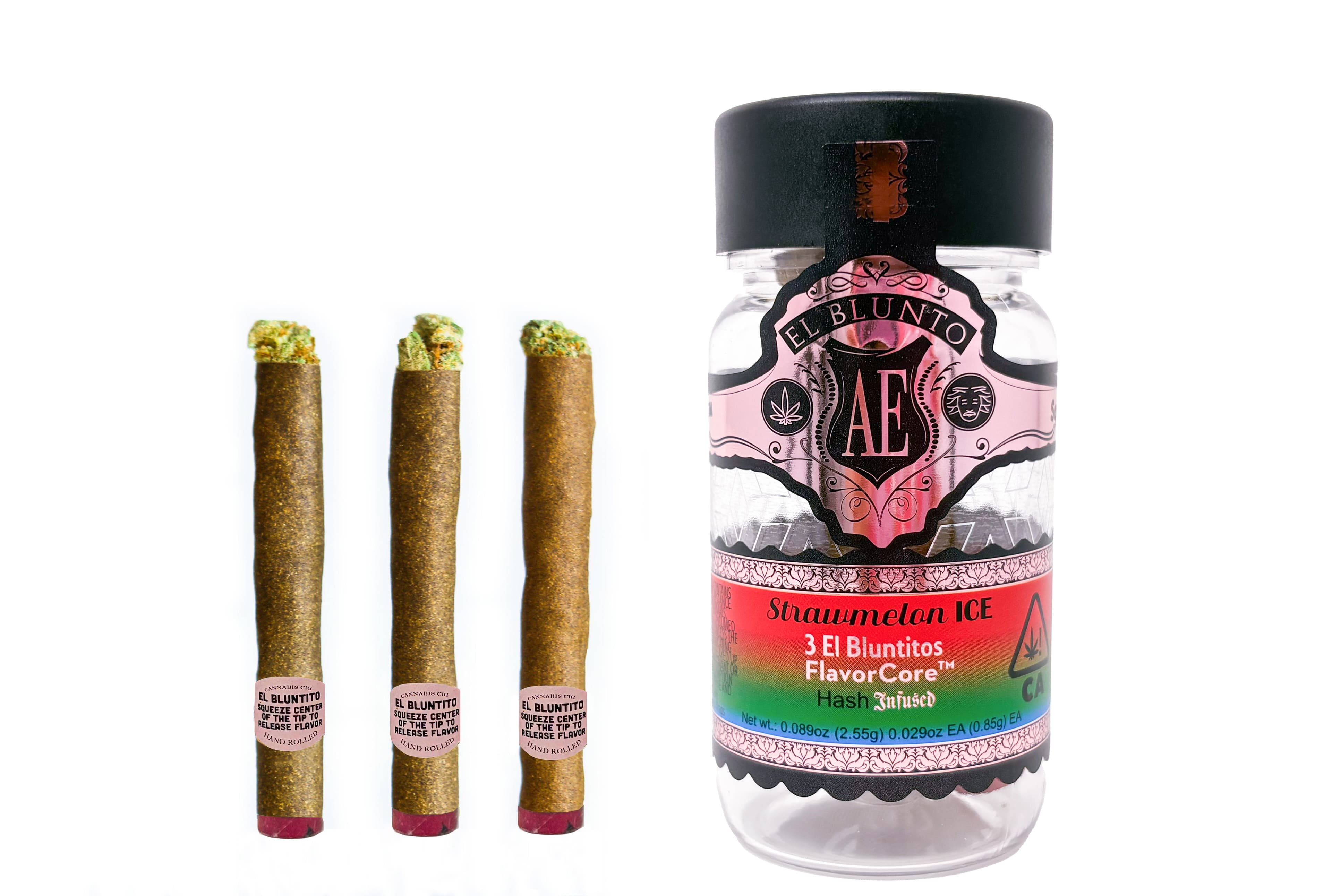 El Blunto FlavorCore Rose Gold Hash Bluntito .85g Hybrid Strawmelon Ice 3pk