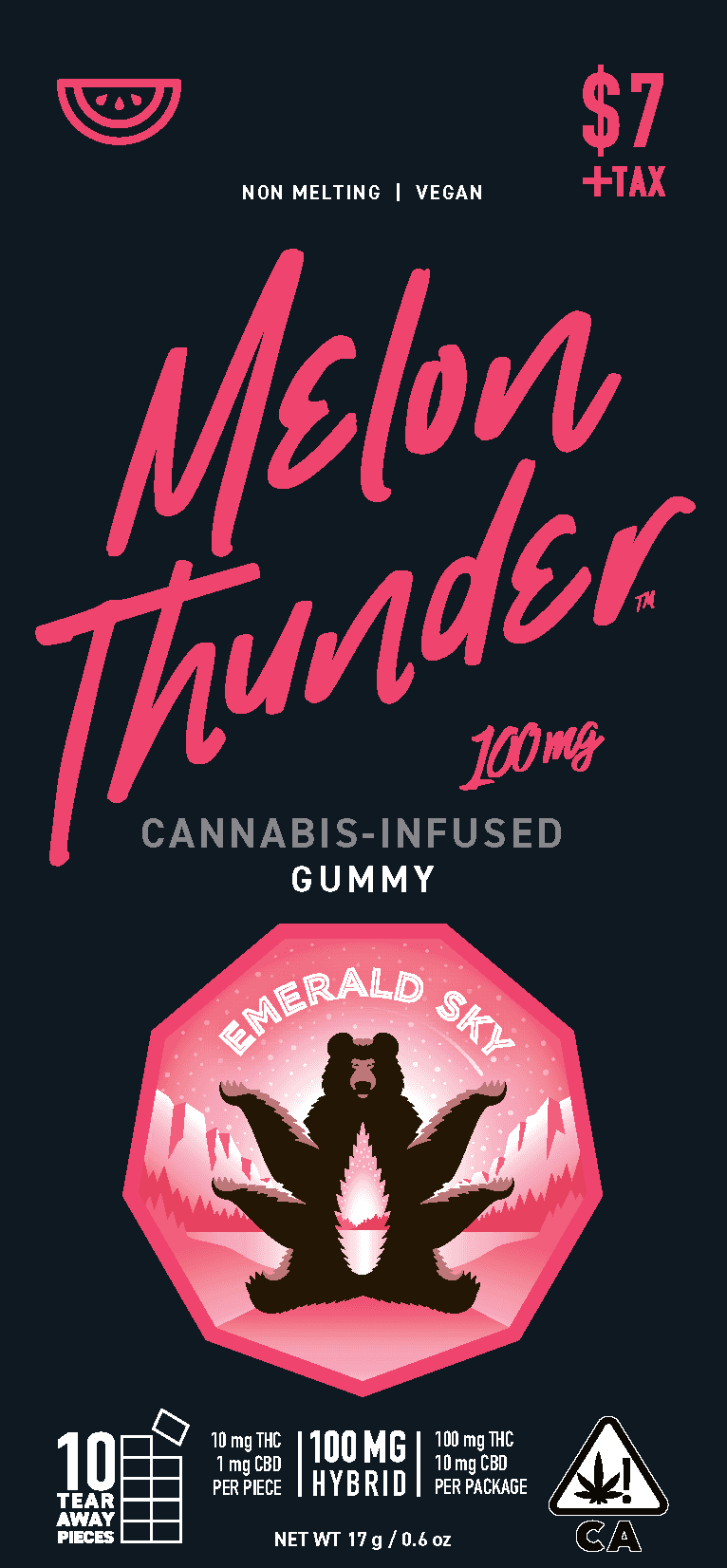Emerald Sky Gummies 1ct 100mg Hybrid Melon Thunder 48pk