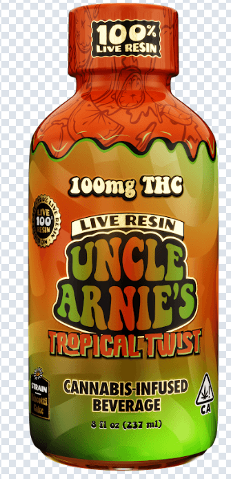 Uncle Arnie's Beverage 8oz 100% Live Resin Hybrid Tropical Twist 100mg