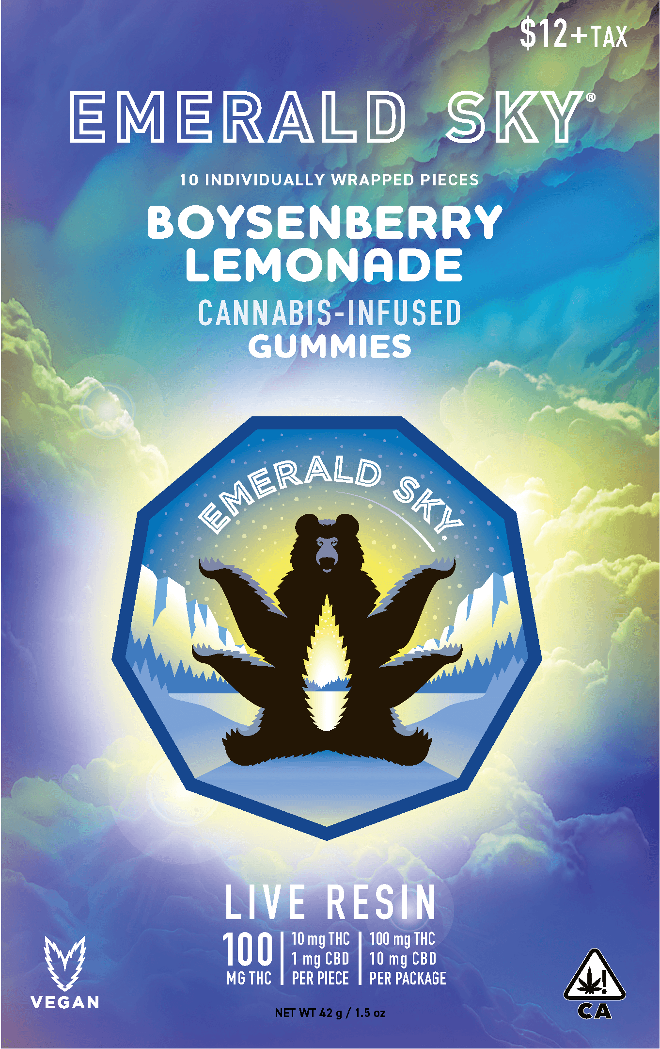 Emerald Sky Live Resin Gummies 10ct 100mg Boysenberry Lemonade