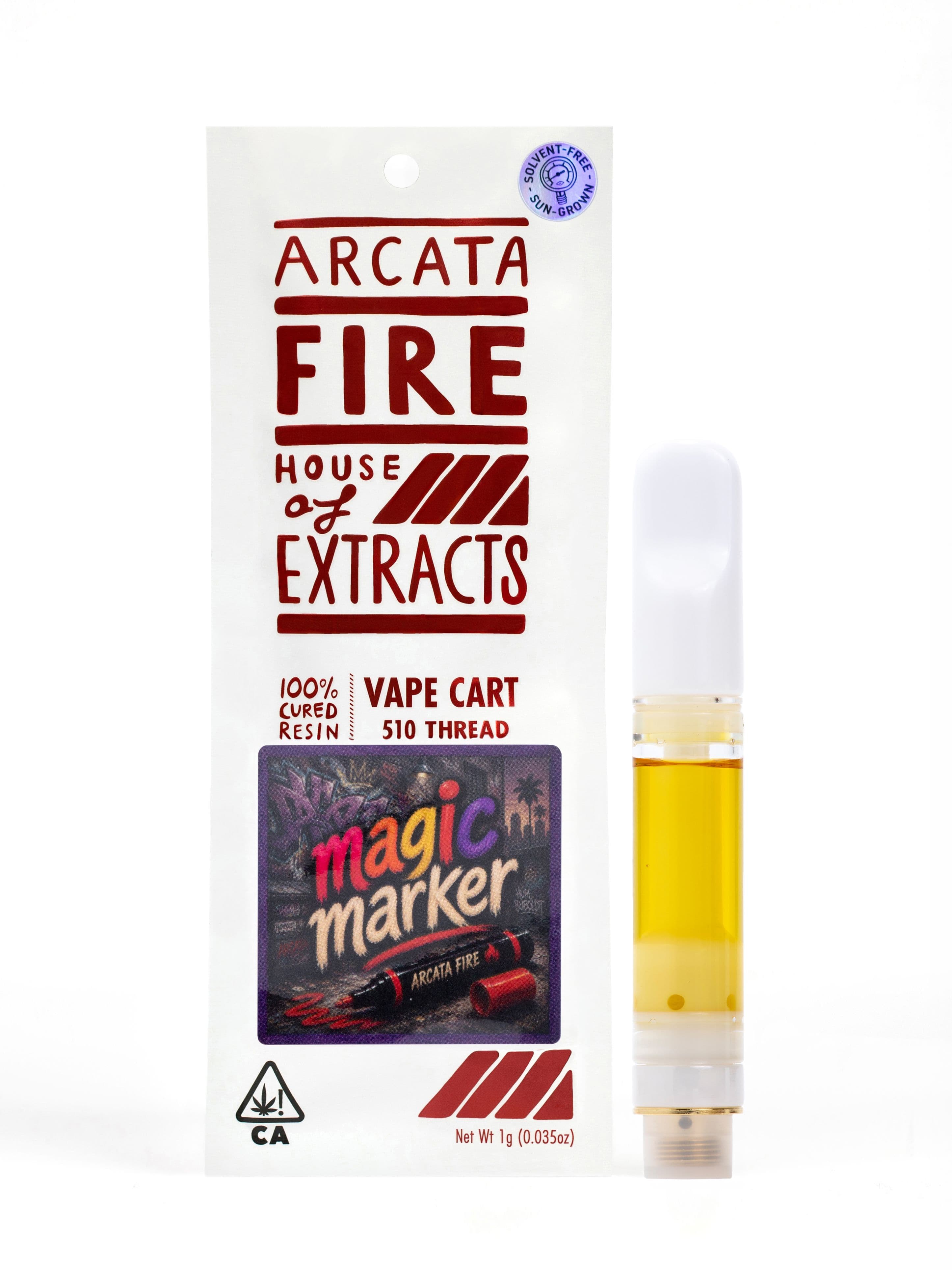 Arcata Fire 100% Cured Resin Cartridge 1g Indica Magic Marker