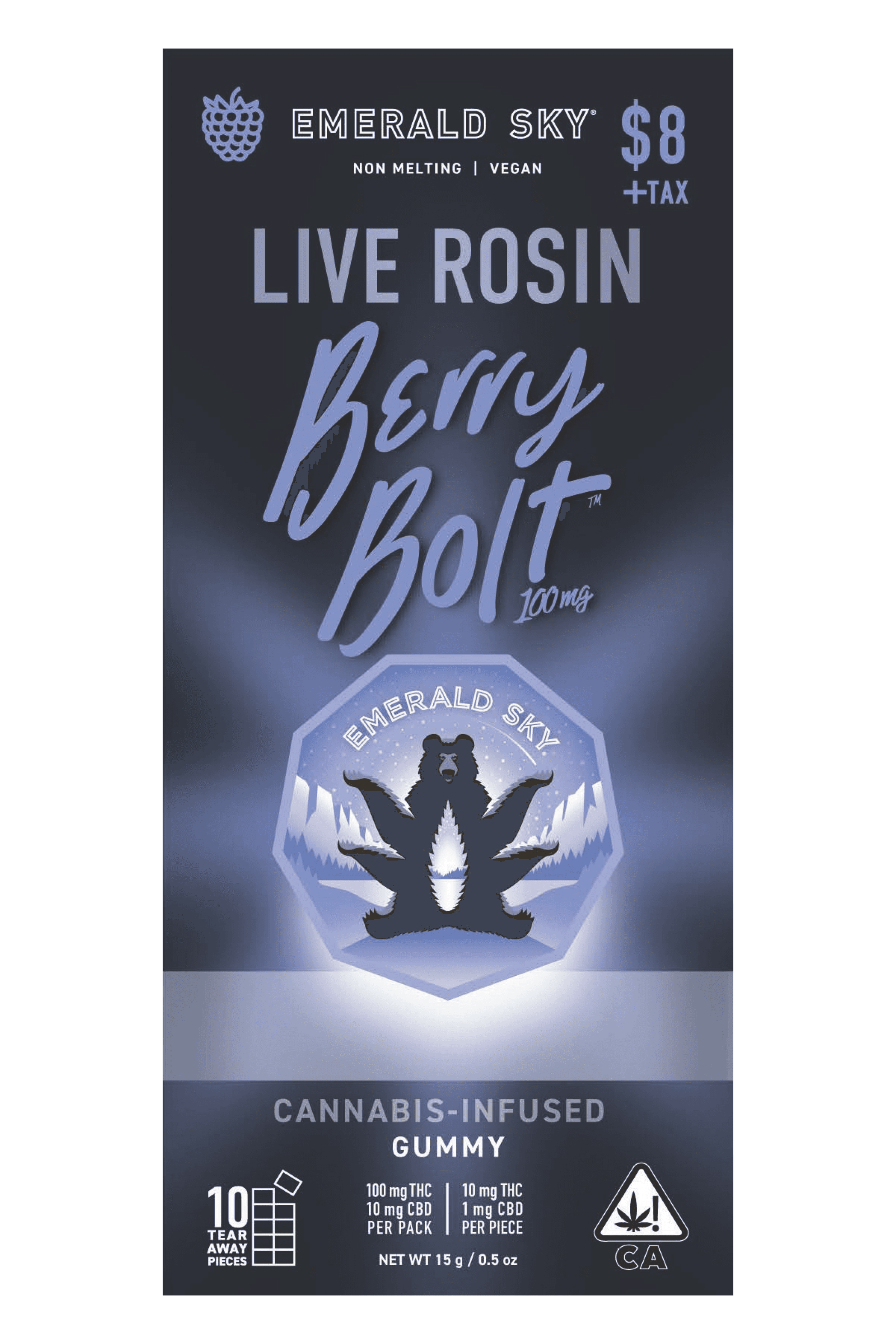Emerald Sky Rosin Gummies 1ct 100mg Indica Berry Bolt 48pk
