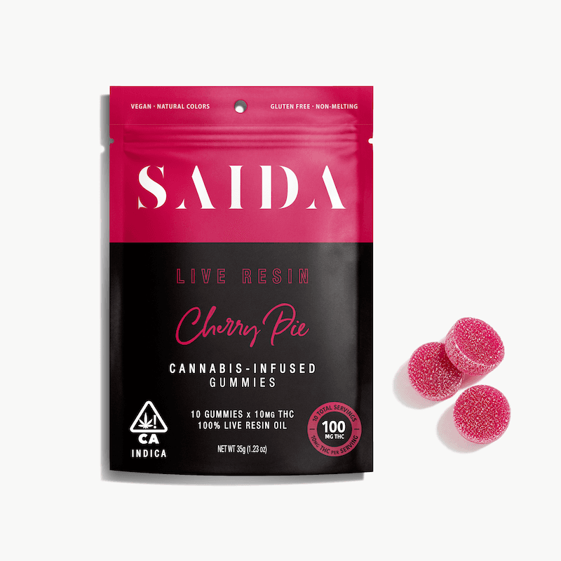Saida Live Resin Gummies 100mg Indica Cherry Pie