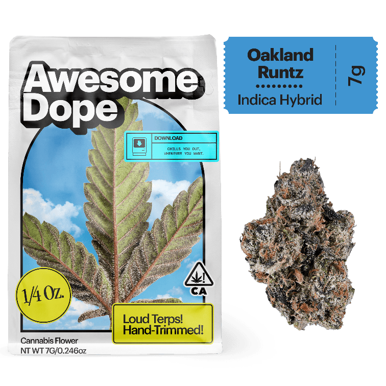 Awesome Dope Flower 7g Indica Hybrid Oakland Runtz