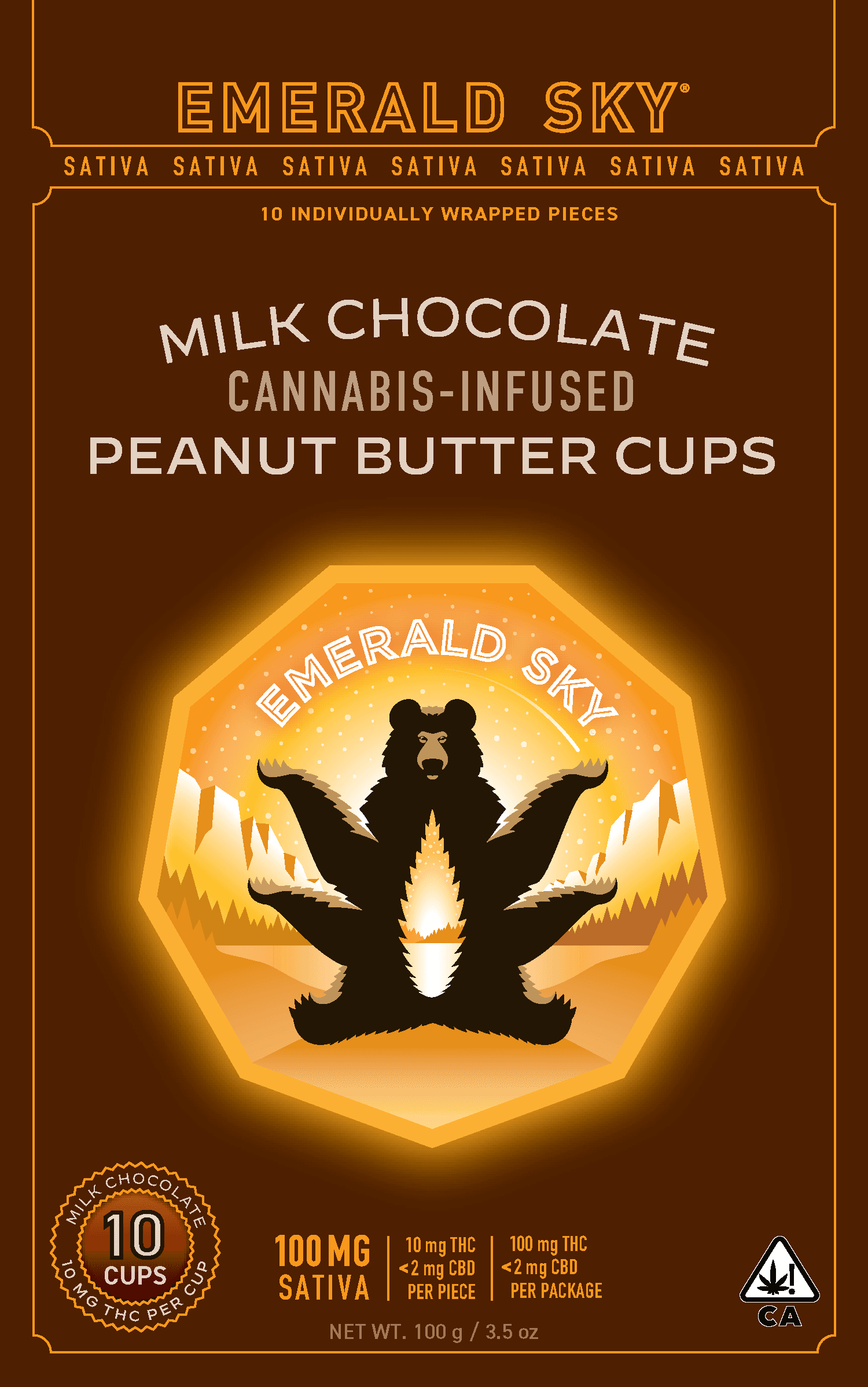 Emerald Sky Peanut Butter Cups 10ct 100mg Sativa Milk Chocolate