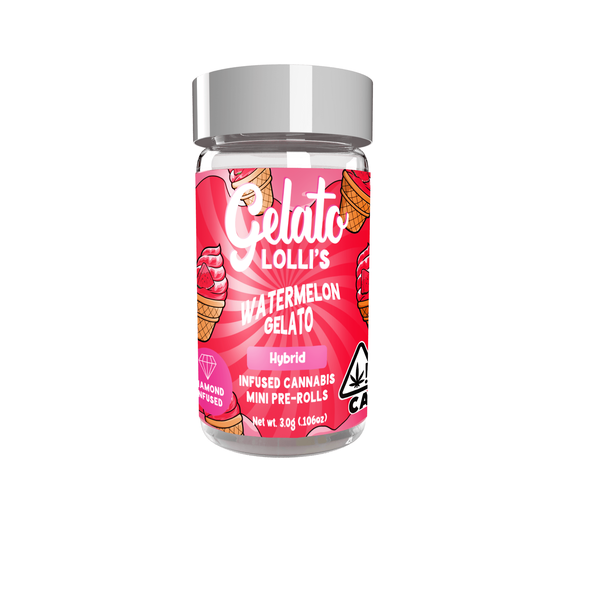 Gelato Lolli's 5pk Infused Mini Preroll .6g Hybrid Watermelon Gelato