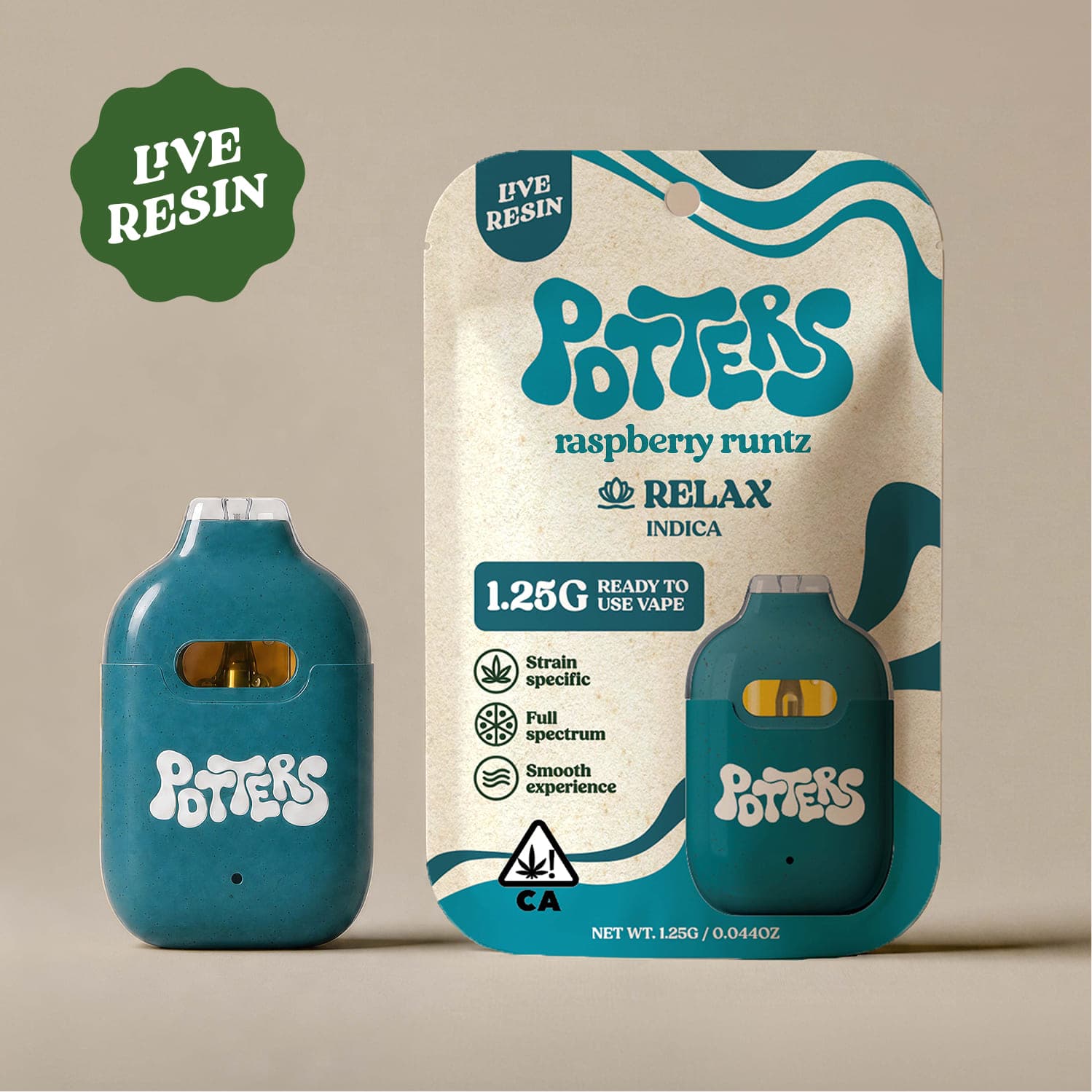 Potters Live Resin All-In-One 1.25g Indica Raspberry Runtz