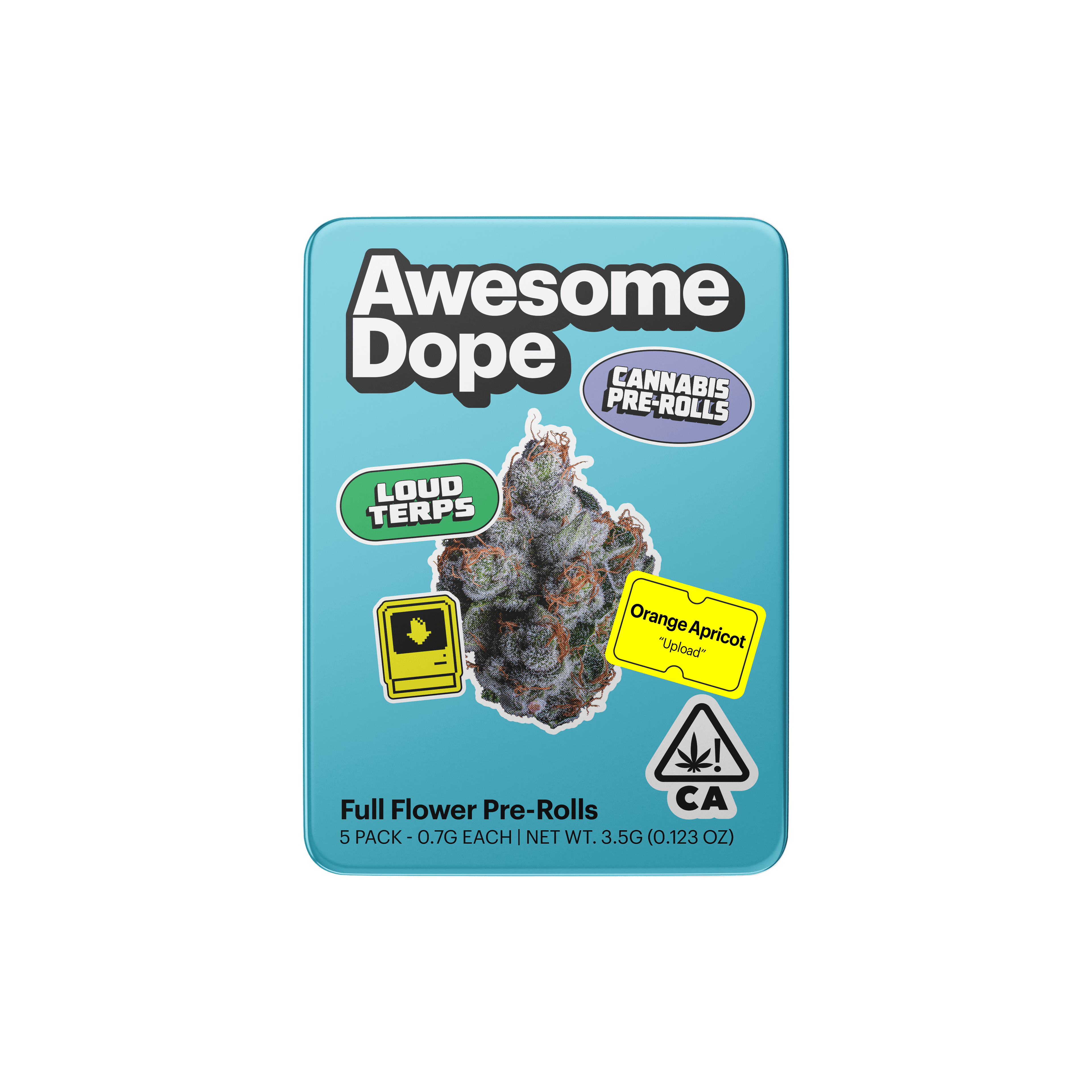 Awesome Dope Preroll 5pk Hybrid Orange Apricot