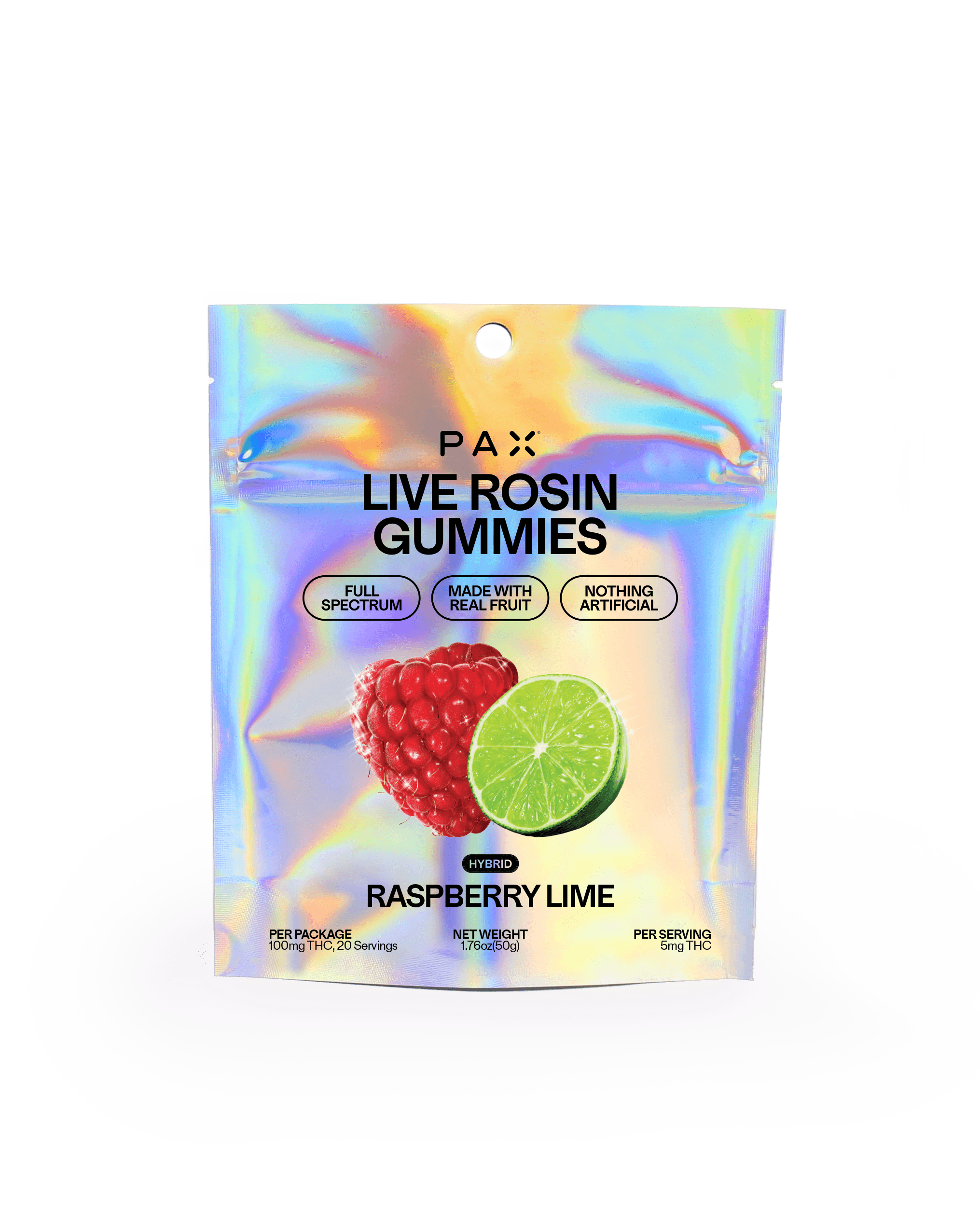 PAX Live Rosin Gummies Hybrid Raspberry Lime