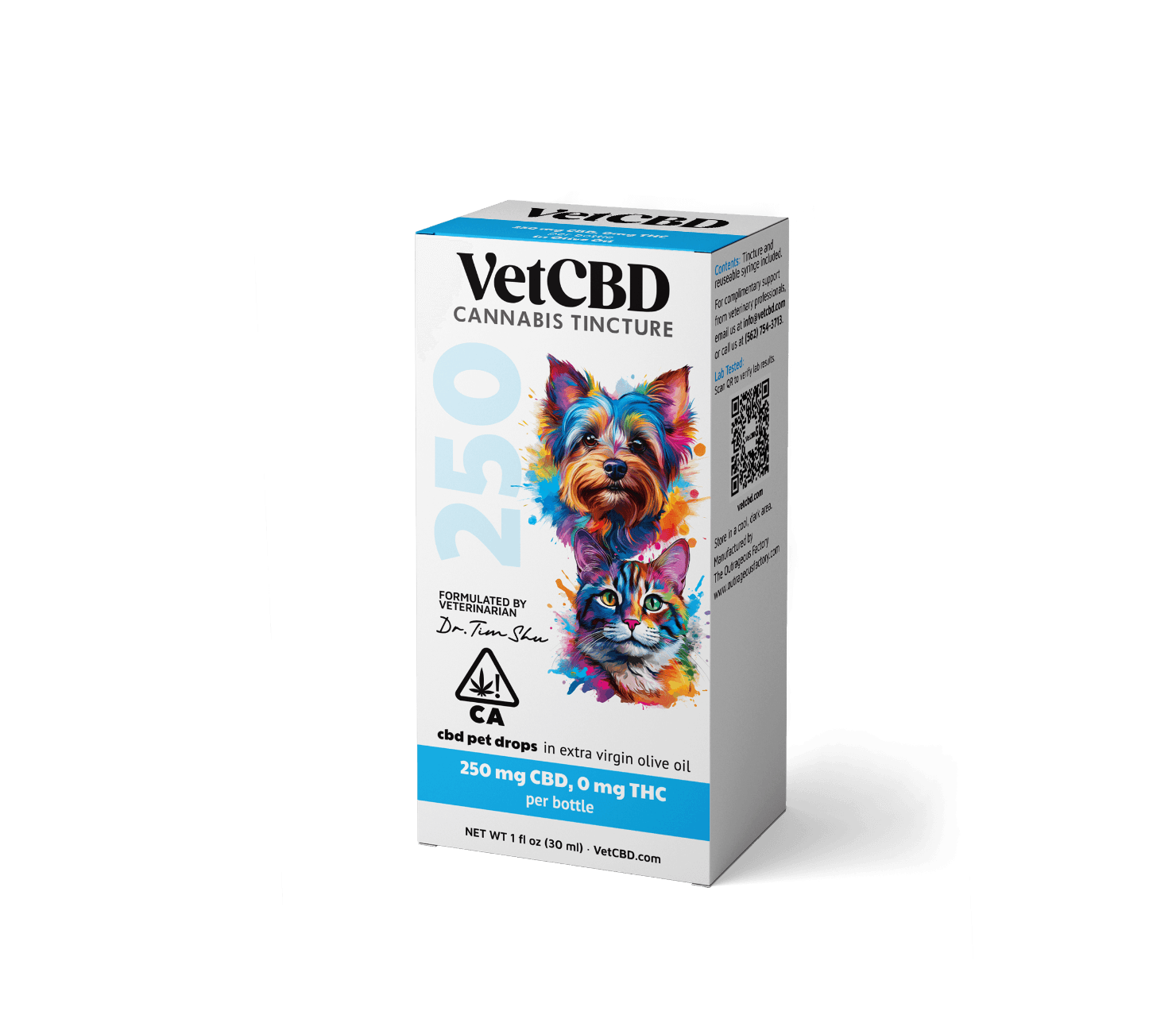 VetCBD Cannabis Tincture 250mg Unflavored 1oz