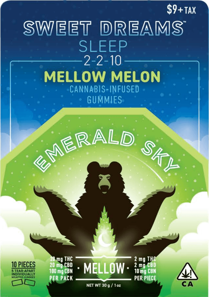 Emerald Sky Sweet Dreams Gummies 5ct 20mg Indica Mellow Melon 2:2:10 THC/CBD/CBN