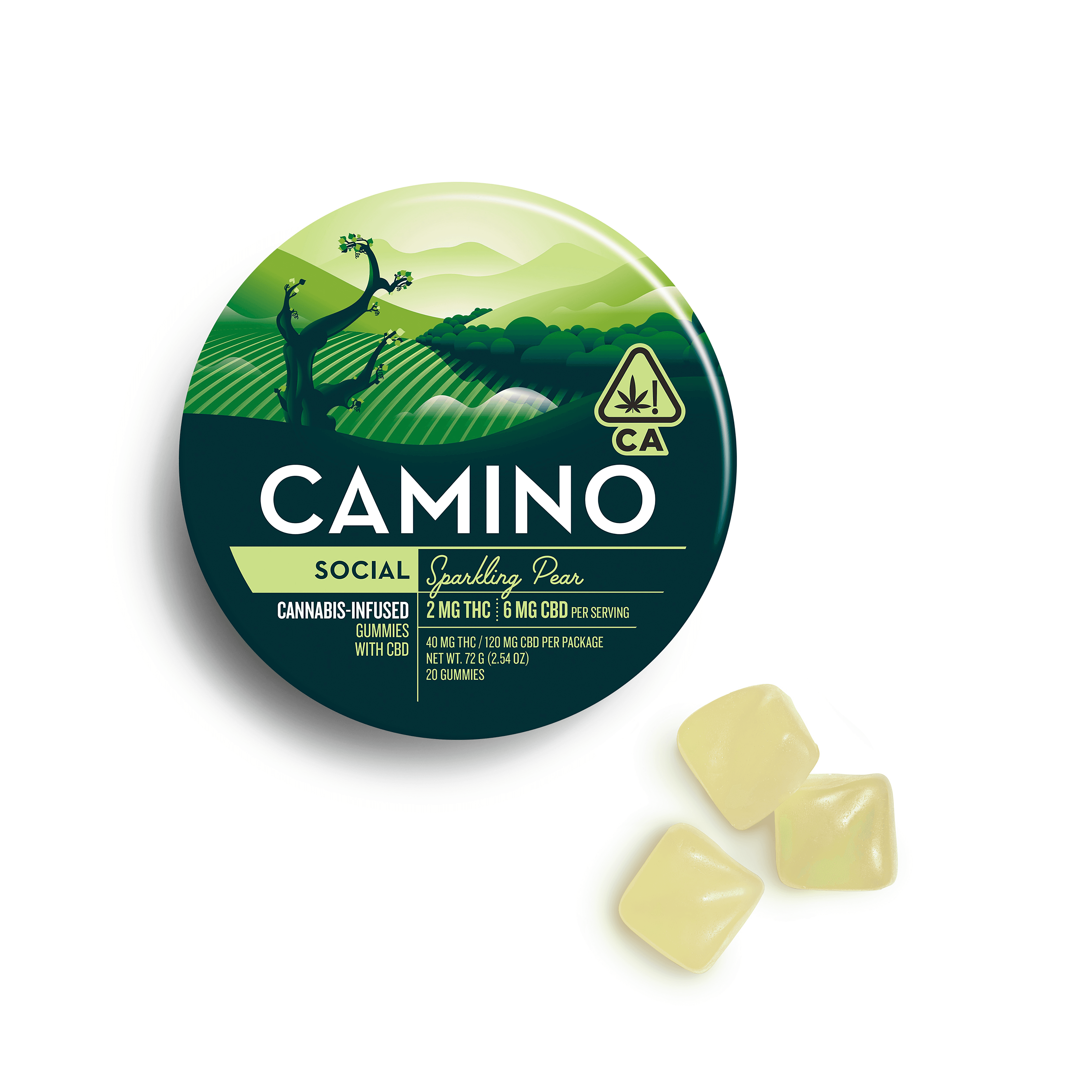 Camino Gummies Sparkling Pear CBD 1:3