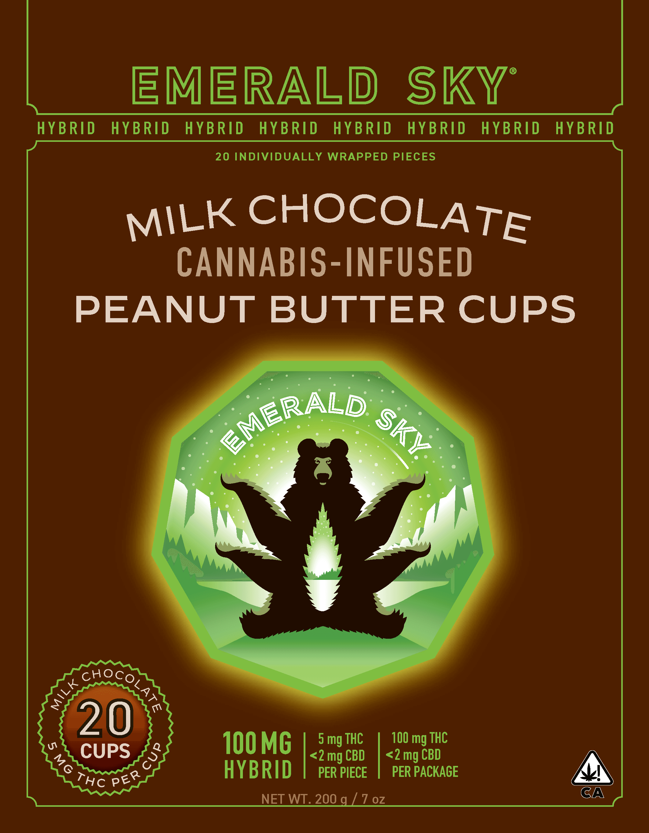 Emerald Sky Peanut Butter Cups 20ct 100mg Hybrid Milk Chocolate