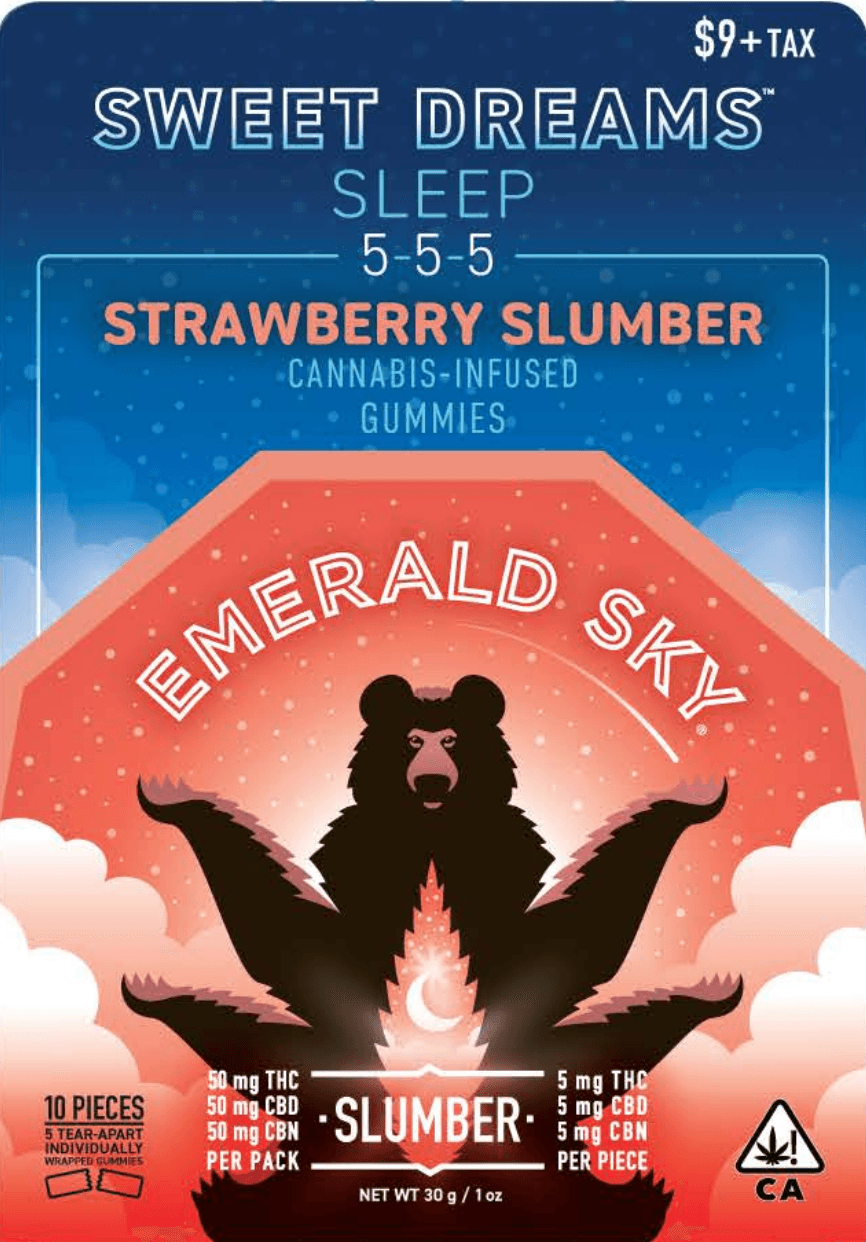 Emerald Sky Sweet Dreams Gummies 5ct 50mg Indica Strawberry Slumber 5:5:5 THC/CB
