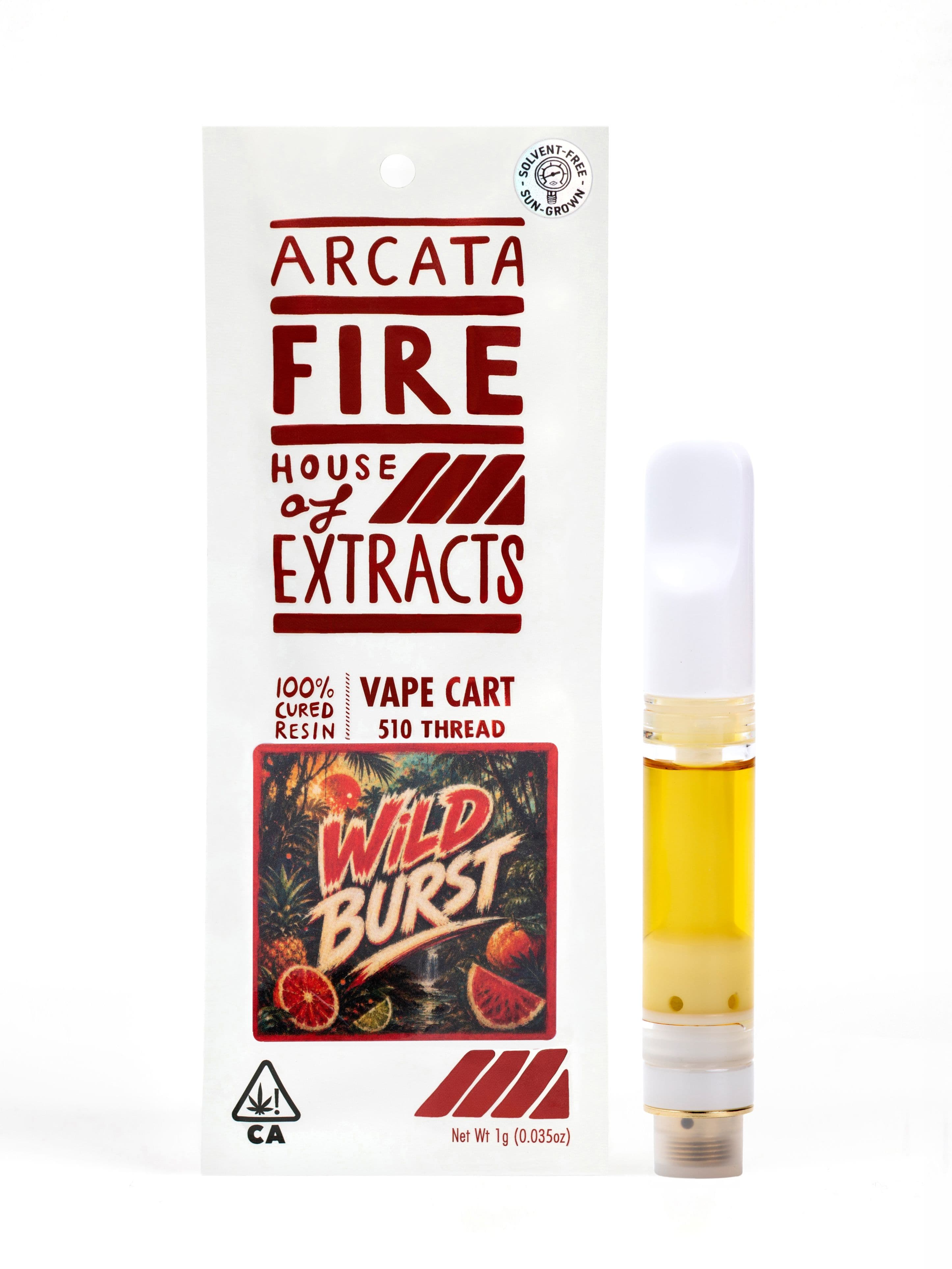 Arcata Fire 100% Cured Resin Cartridge 1g Hybrid Wild Burst