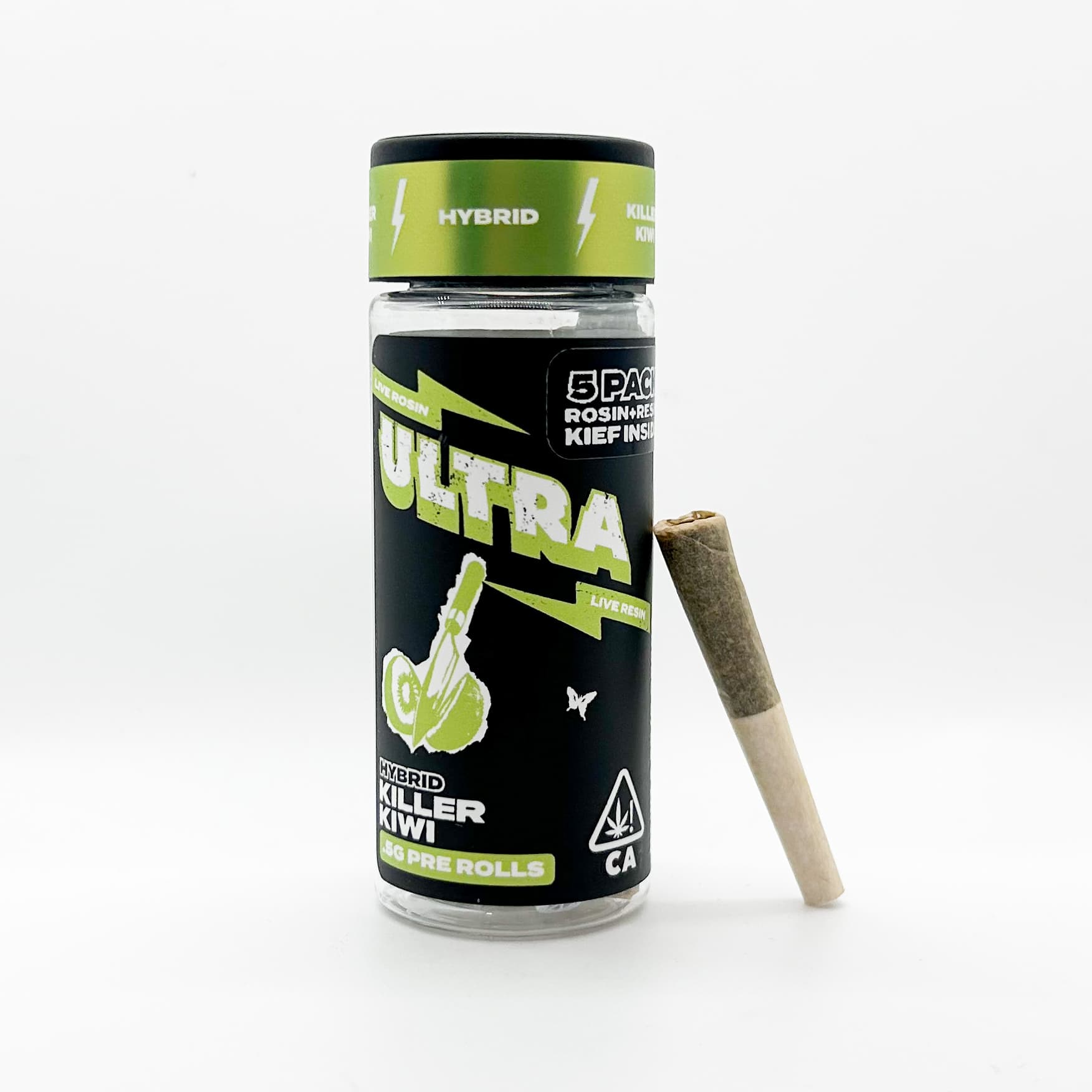 Ultra Live Rosin and Live Resin Preroll 5pk .5g Hybrid Killer Kiwi