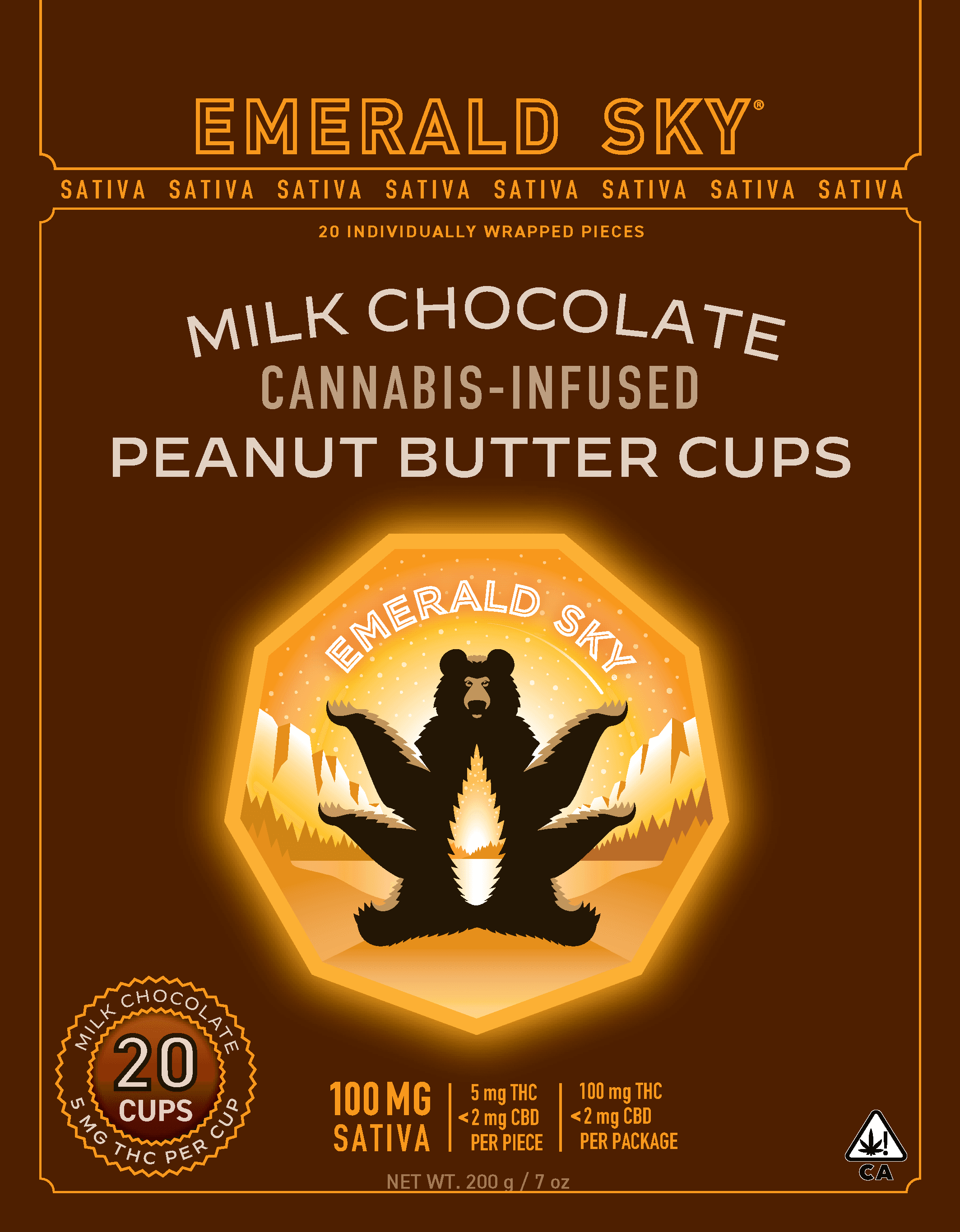 Emerald Sky Peanut Butter Cups 20ct 100mg Sativa Milk Chocolate