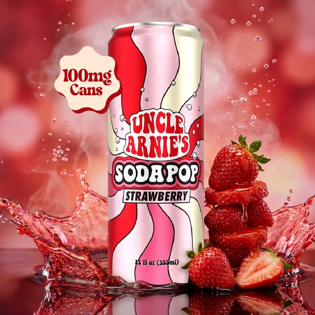 Uncle Arnie's Beverage 12oz Strawberry Soda 100mg 12pk