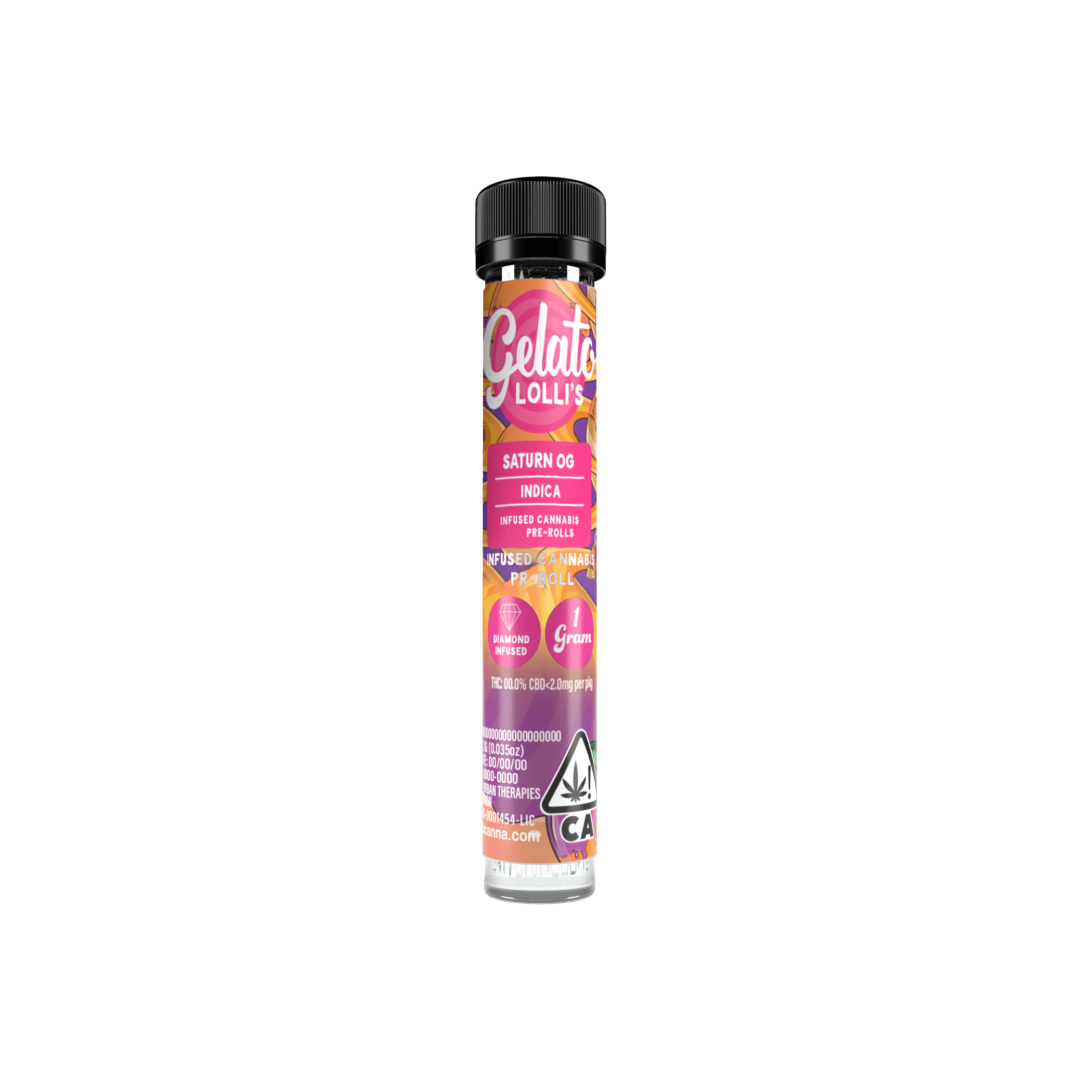 Gelato Lolli's Single Infused Preroll 1.2g Indica Saturn OG 12pk