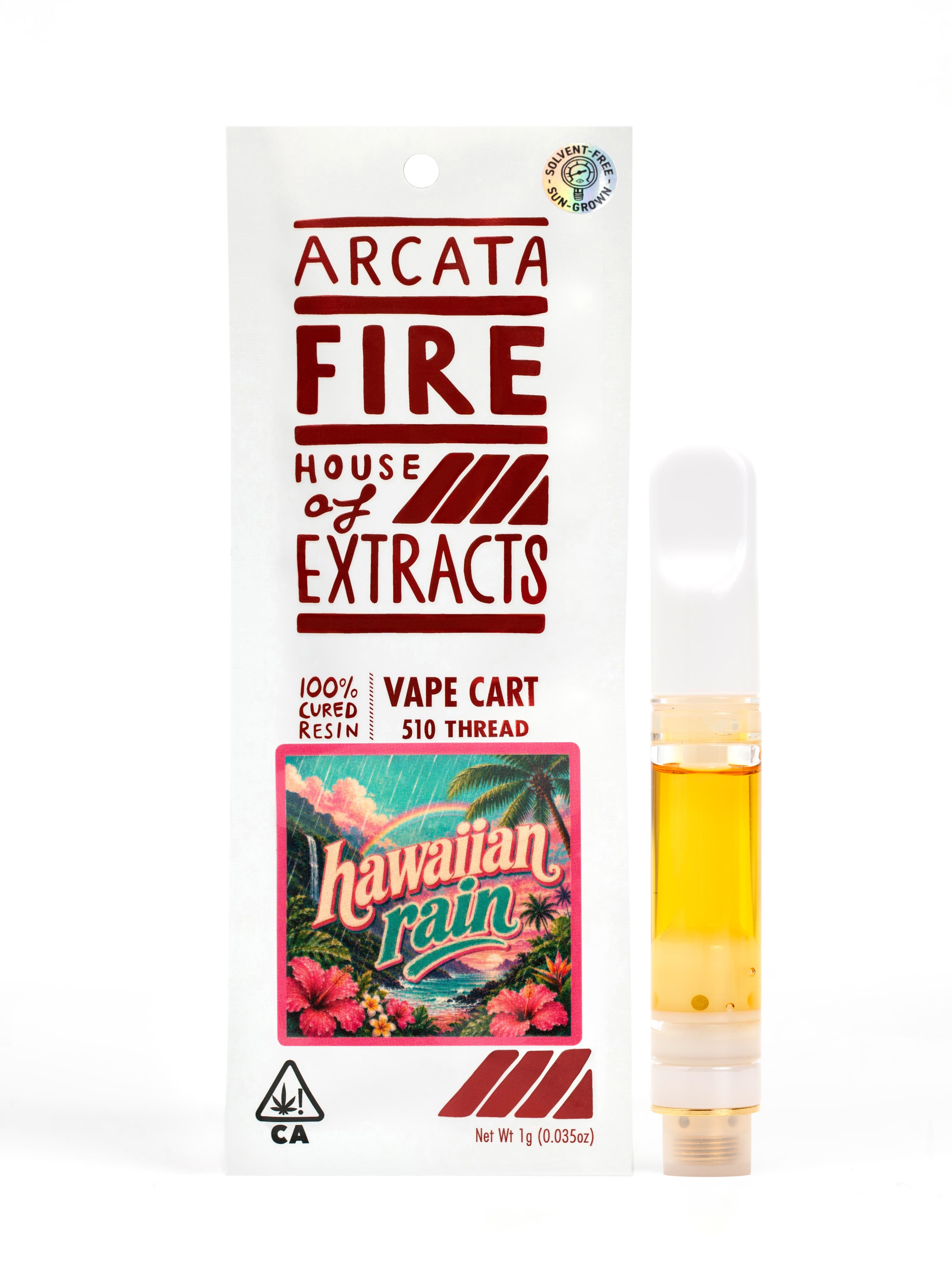 Arcata Fire 100% Cured Resin Cartridge 1g Indica Hawaiian Rain