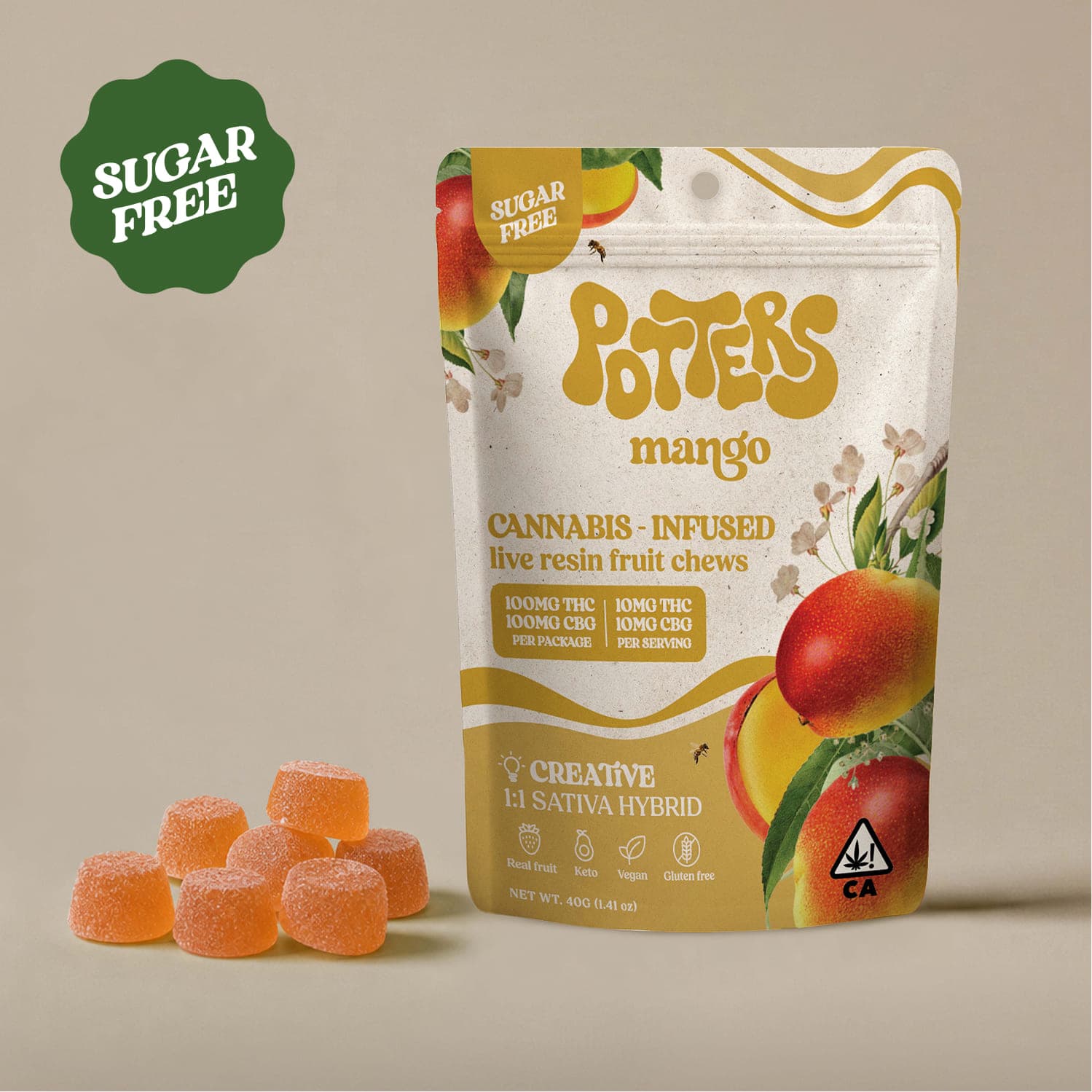 Potters Fruit Chew 1:1 THC:CBG Mango 10pk 100mg