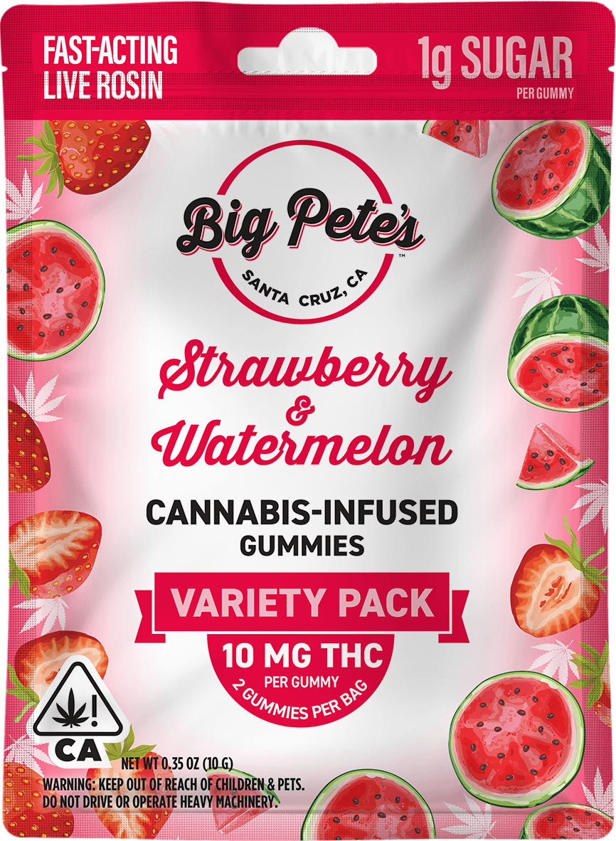 Big Pete's Gummies Rosin Fast-Acting Indica Strawberry & Watermelon 20mg 2pk