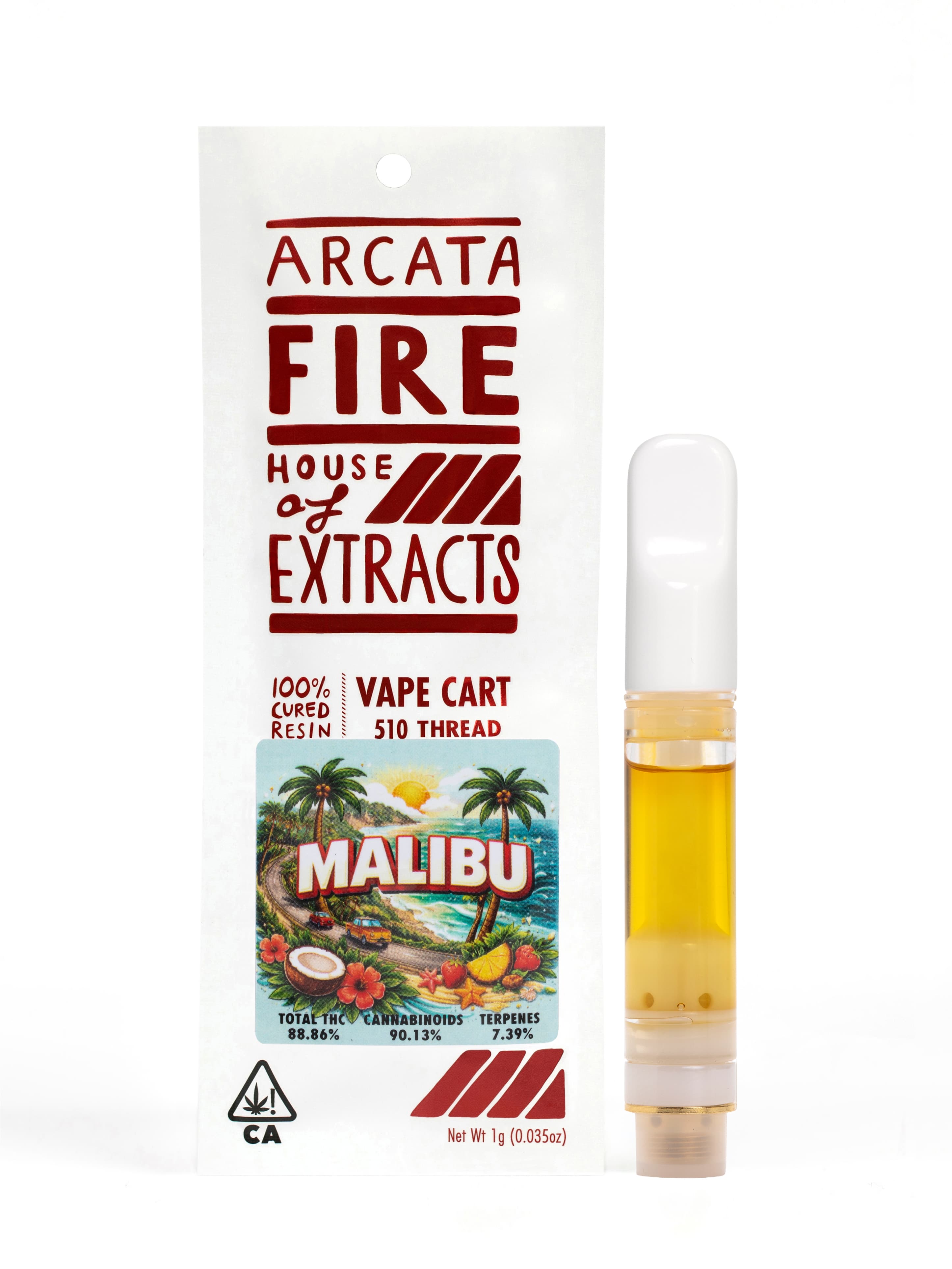 Arcata Fire 100% Cured Resin Cartridge 1g Sativa Malibu