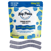 Big Pete's Gummy Belts Rosin Fast-Acting SativaSour Blue Raspberry 100mg THC 2pk