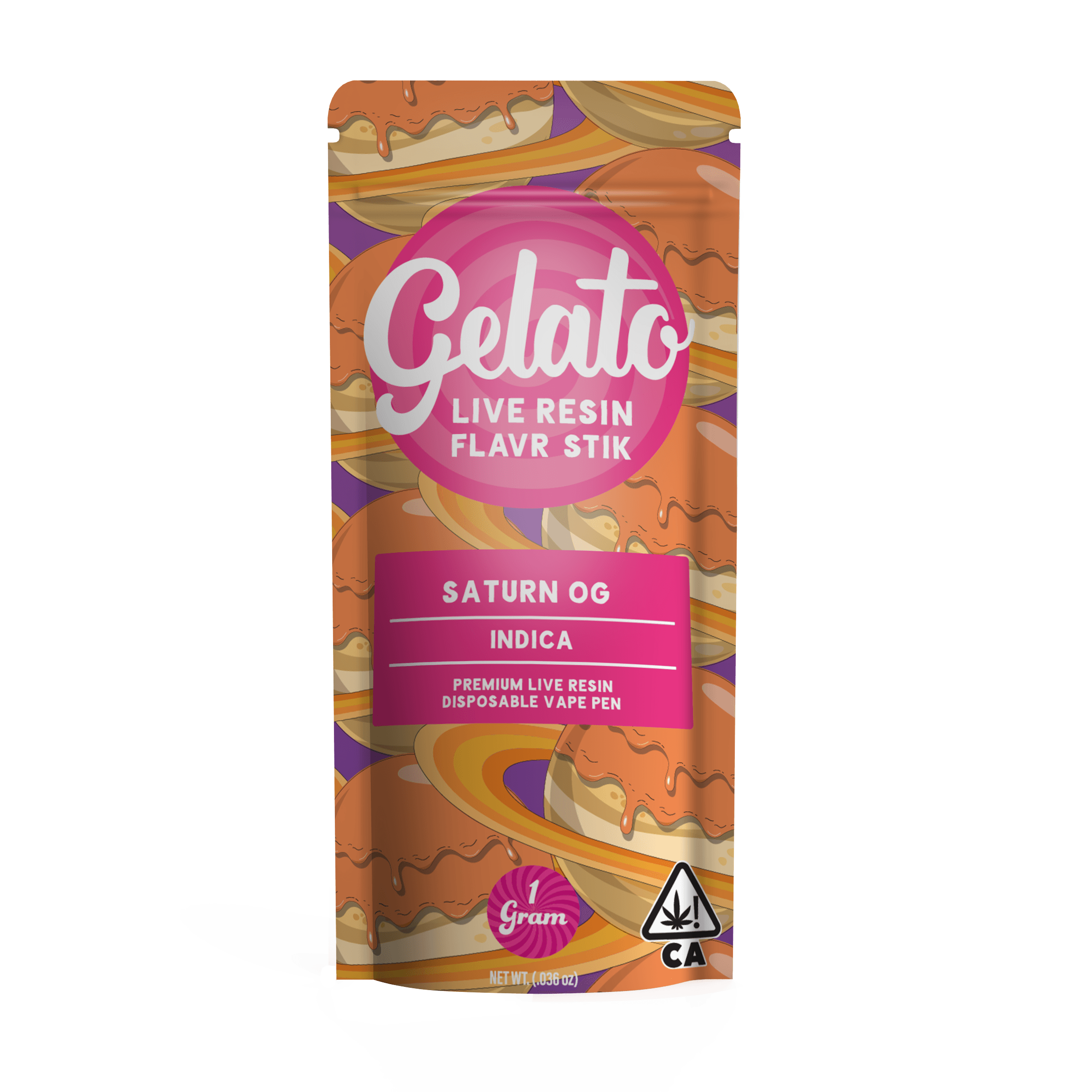Gelato Live Resin All-In-One 1g Indica Saturn Og 10pk