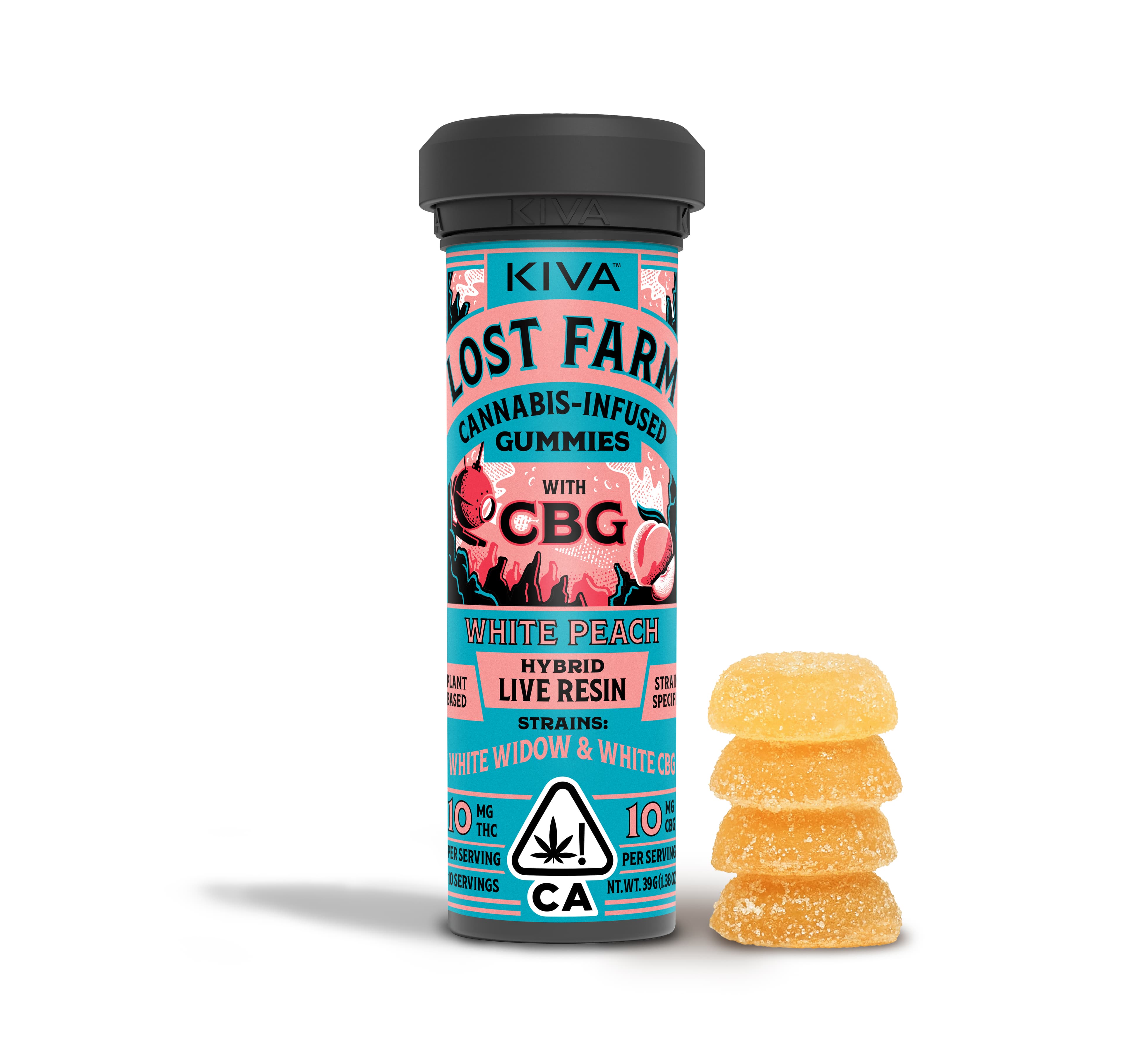 Lost Farm Gummies White Peach X White Widow X White CBG 10:10 Resin 100mg 10ct