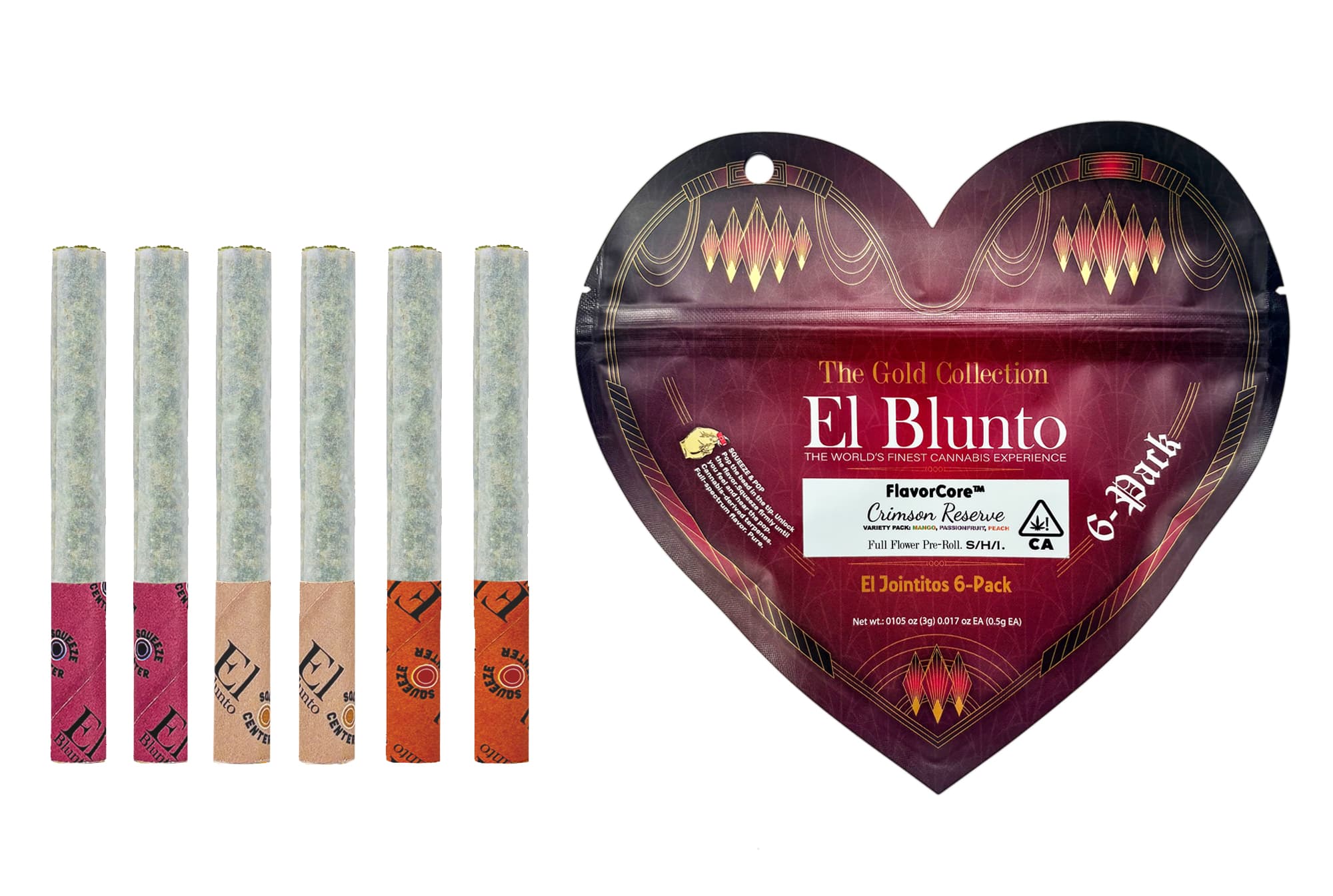 El Blunto Gold Jointo Variety Pk .5g Sativa Hybrid Crimson Reserve 3g 6pk