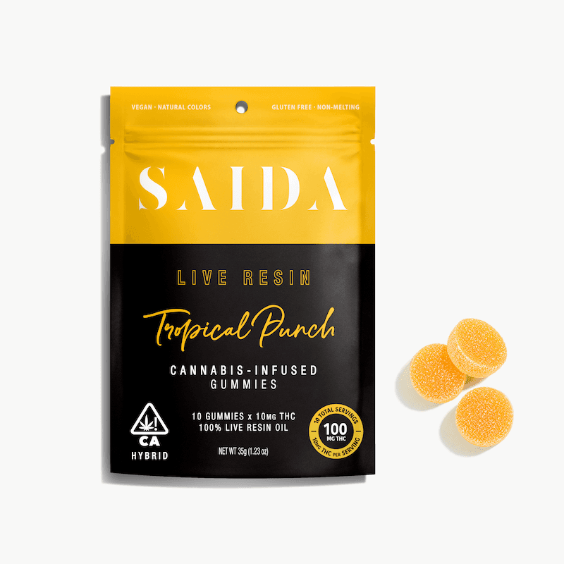 Saida Live Resin Gummies 100mg Hybrid Tropical Punch