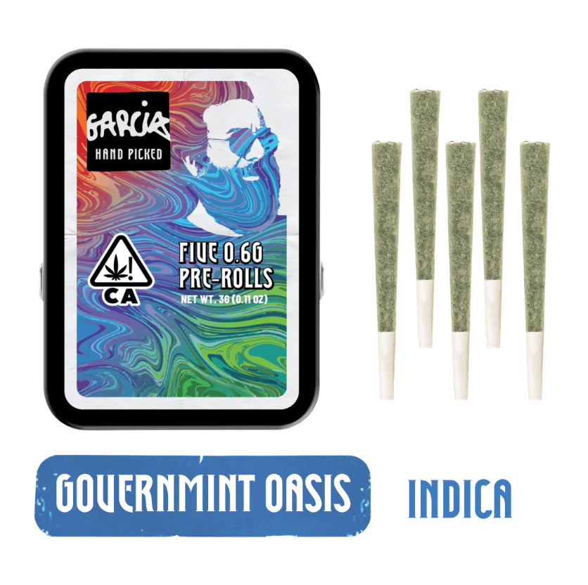 Garcia Hand Picked Preroll .6g Indica Governmint Oasis HDF 5pk 3g