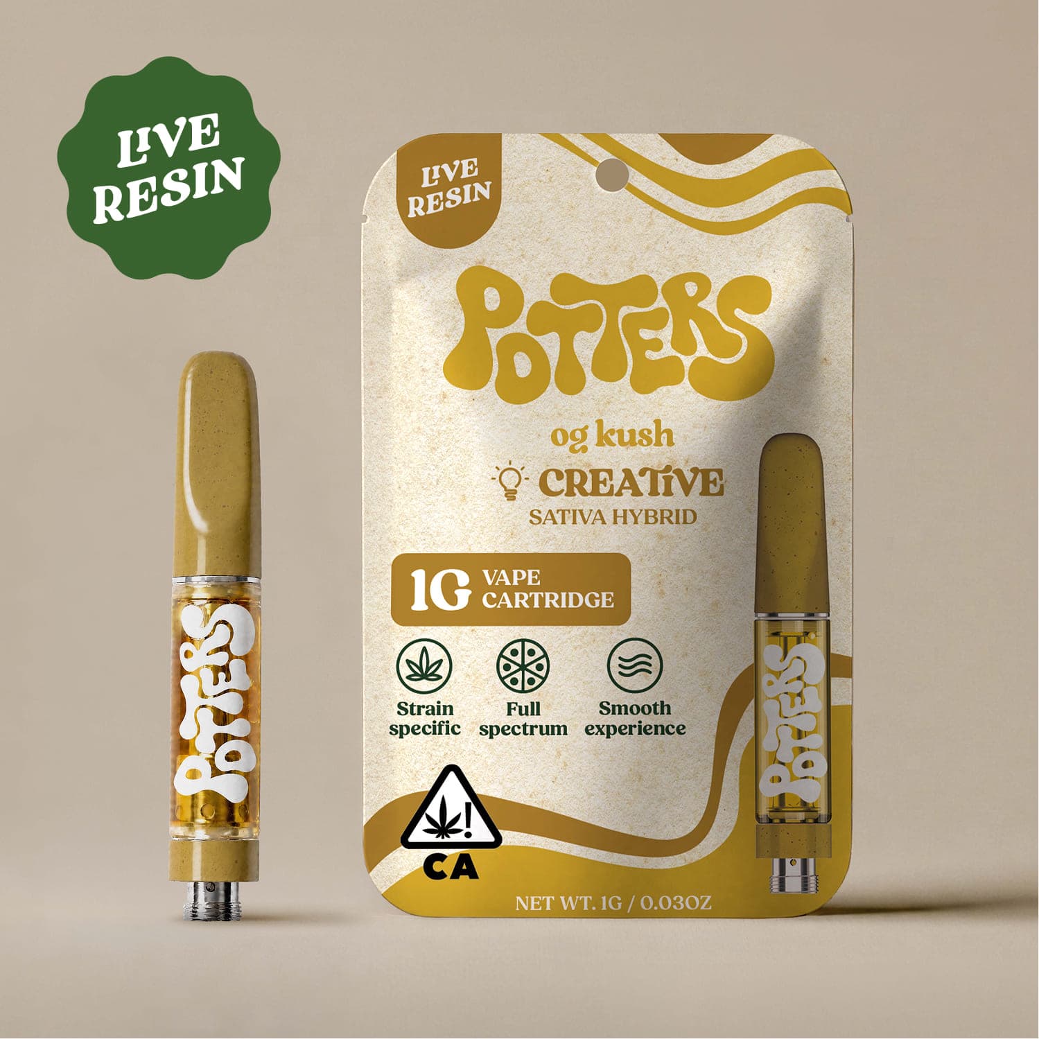Potters Live Resin Vape Cartridges 1g Sativa OG Kush