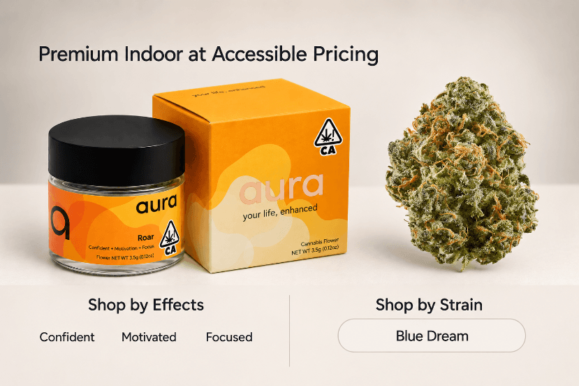 Aura SF Flower 3.5g Hybrid Blue Dream Roar 8pk