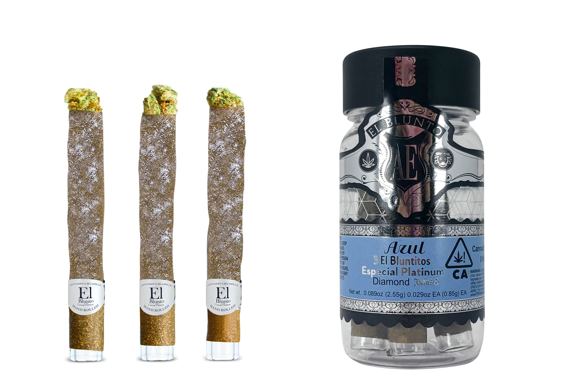 El Blunto Especial Platinum Diamond Bluntito .85g Indica Azul 3pk 2.55g