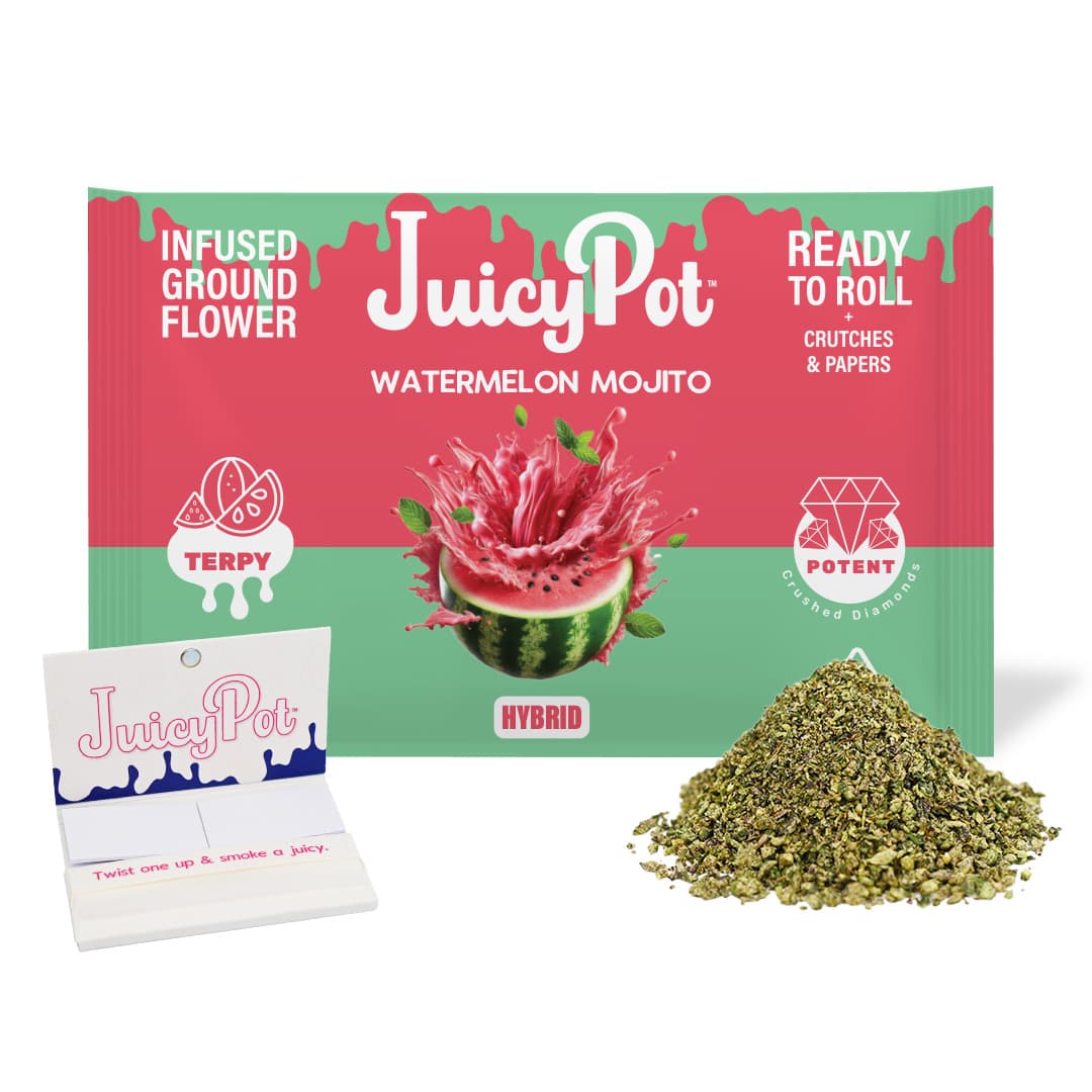 JuicyPot Infused Ground Flower 14g Hybrid Watermelon Mojito