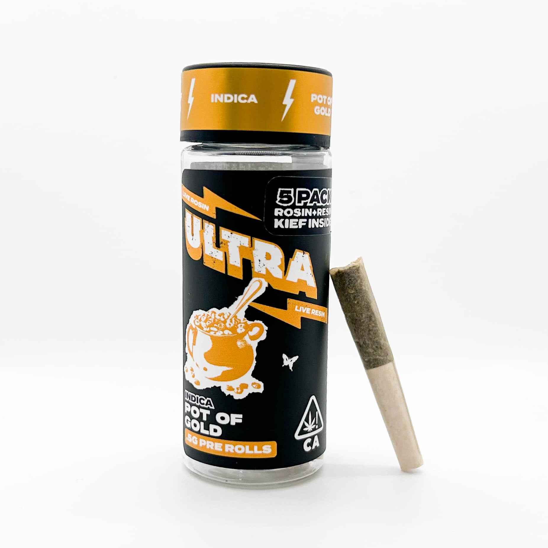 Ultra Live Rosin and Live Resin Preroll 5pk .5g Indica Pot of Gold