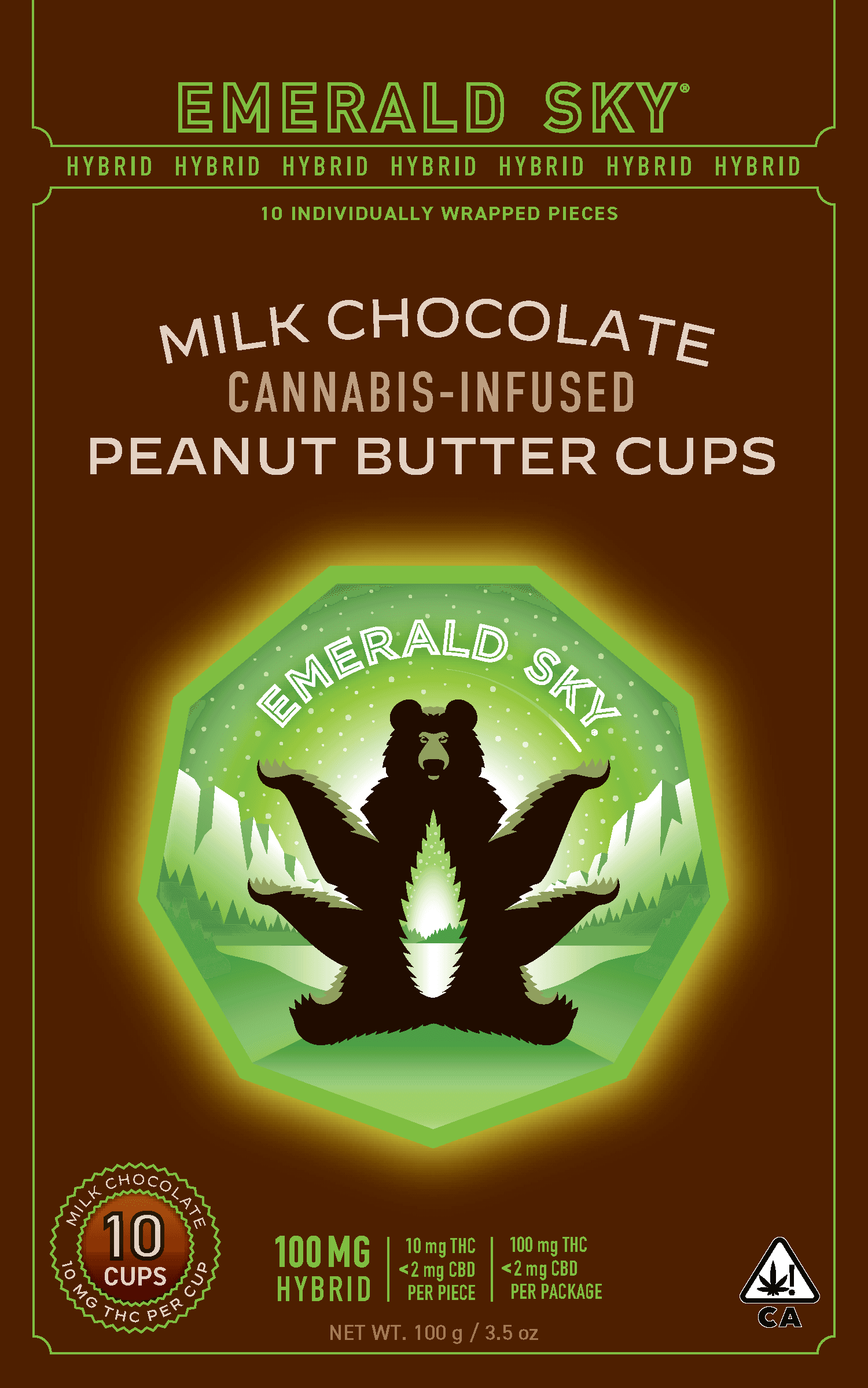 Emerald Sky Peanut Butter Cups 10ct 100mg Hybrid Milk Chocolate