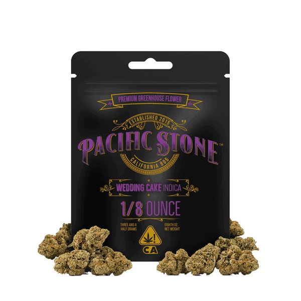 Pacific Stone Flower 3.5g Pouch Indica Wedding Cake 16ct