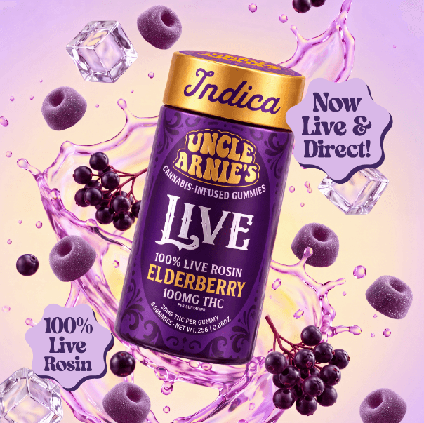 Uncle Arnie's Live Rosin Gummies Indica Elderberry (100mg/5ct)