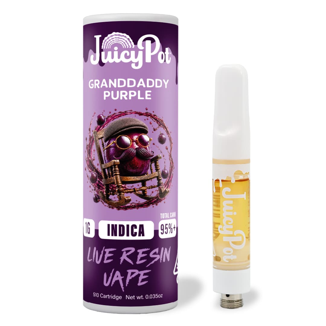 JuicyPot Live Resin Cartridge 1g Indica Granddaddy Grape