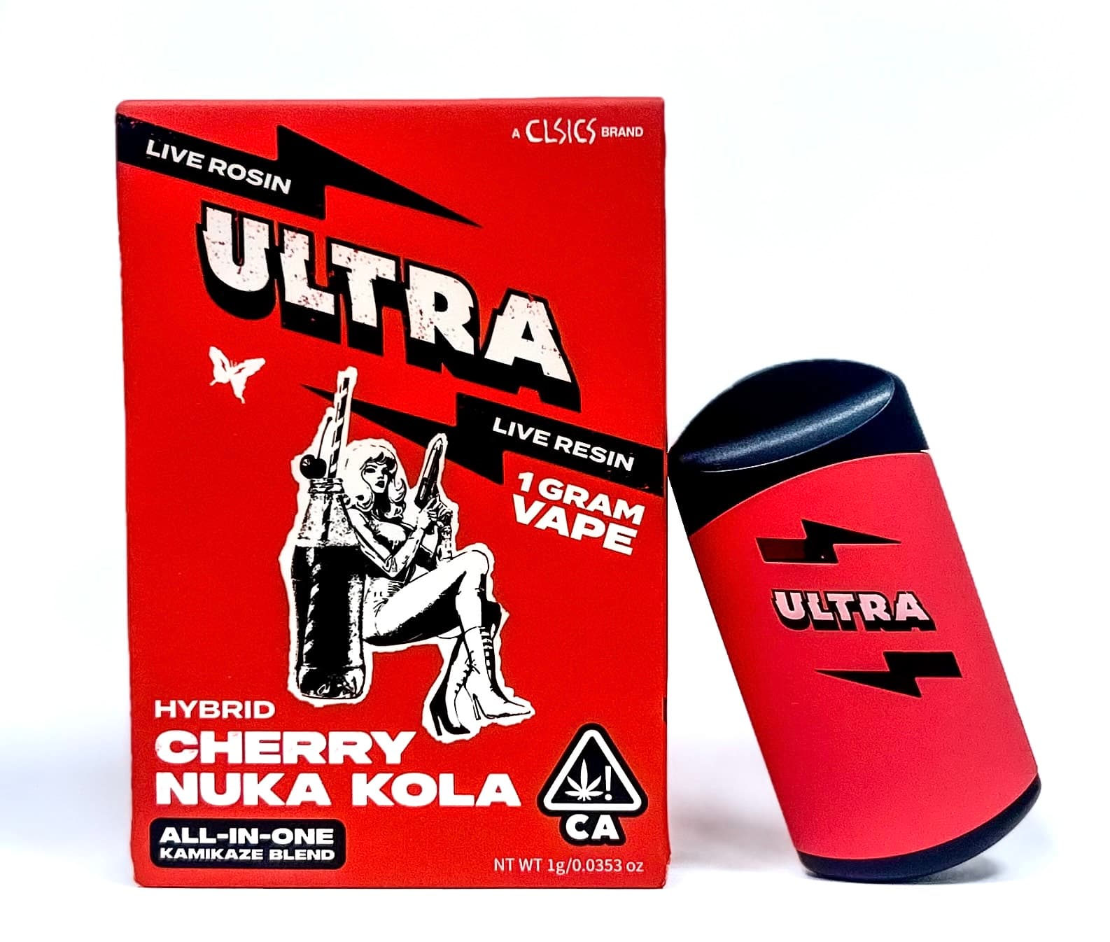 Ultra Live Rosin and Live Resin All-In-One Cartridge 1g Hybrid Cherry Nuka Kola