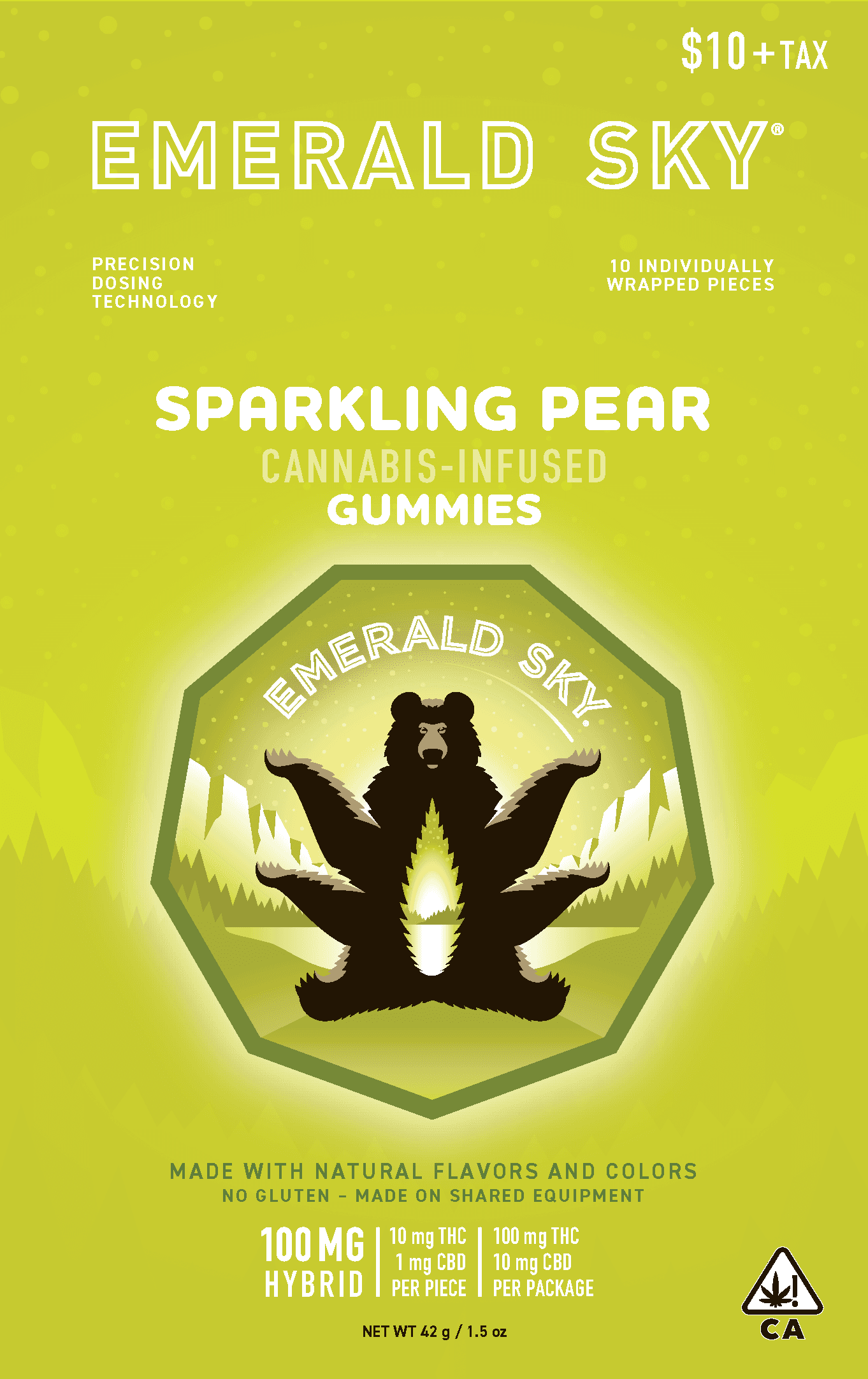 Emerald Sky Gummies 10ct 100mg Hybrid Sparkling Pear