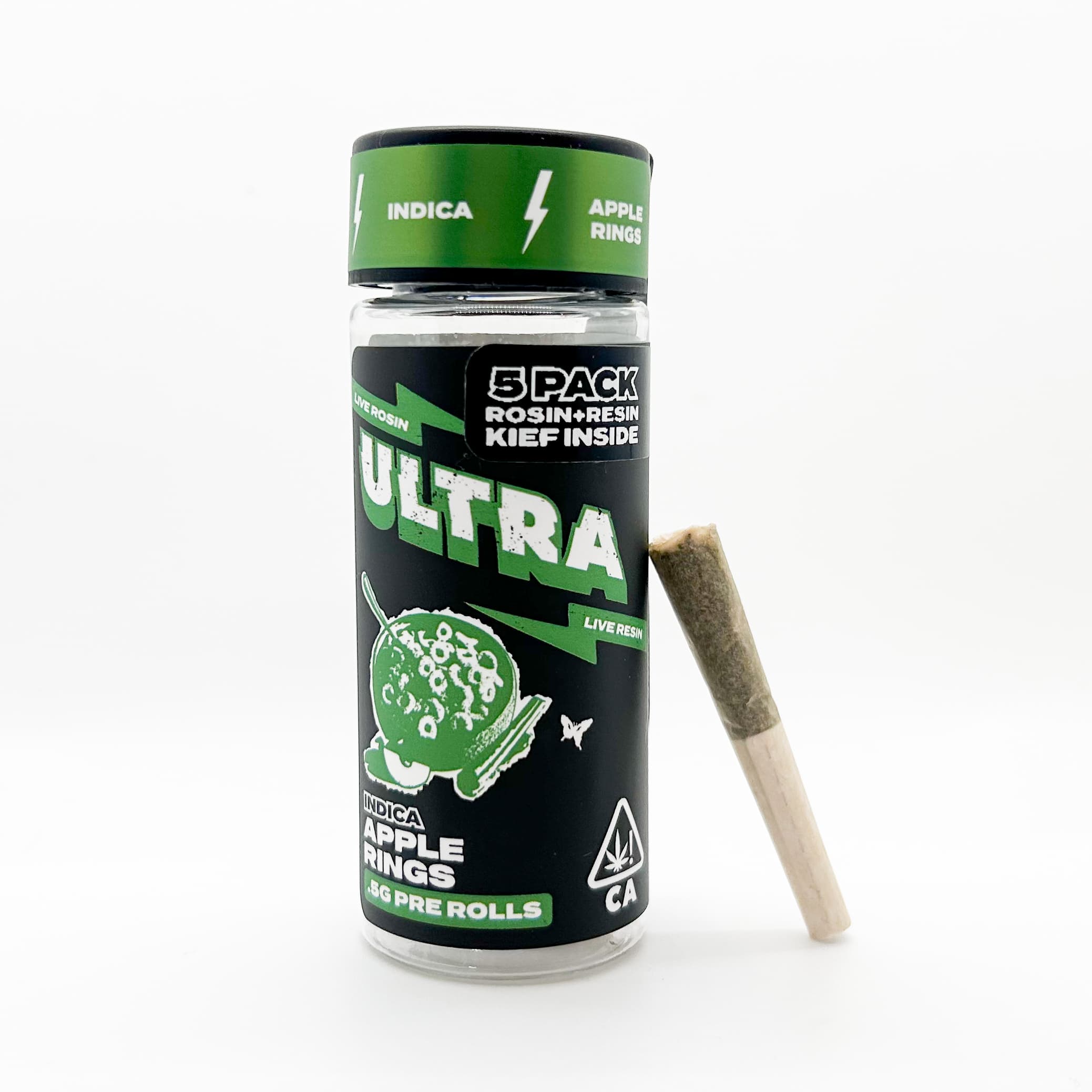 Ultra Live Rosin and Live Resin Preroll 5pk .5g Indica Apple Rings